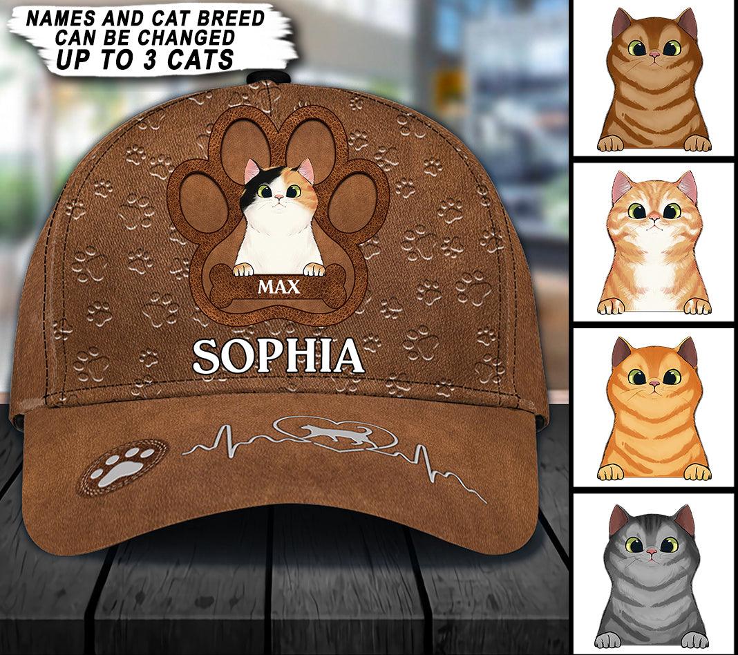 Cat Personalized Classic Cap, Personalized Gift for Cat Lovers, Cat Mom, Cat Dad Trucker Hats Custom Hats Gifts For Men & Women