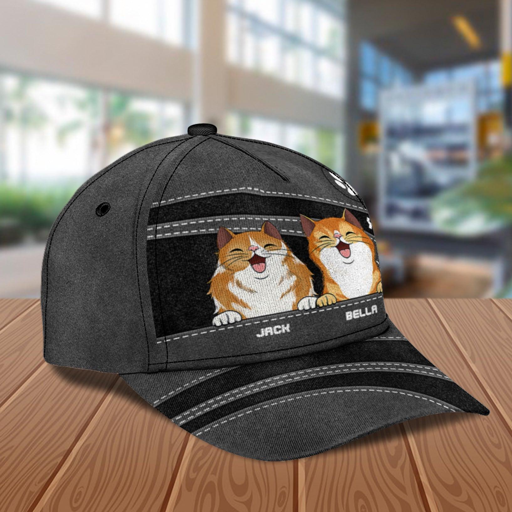 Cat Personalized Classic Cap, Personalized Gift for Cat Lovers, Cat Mom, Cat Dad Trucker Hats Custom Hats Gifts For Men & Women