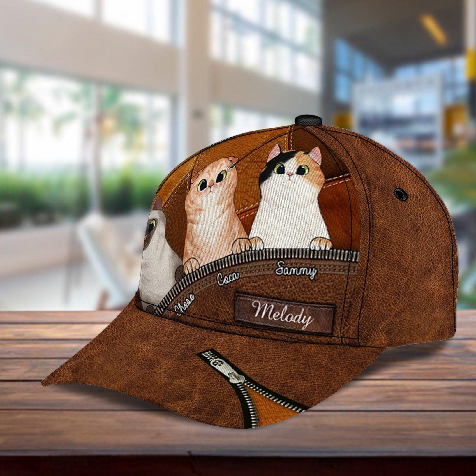 Cat Personalized Classic Cap, Personalized Gift for Cat Lovers, Cat Mom, Cat Dad Trucker Hats Custom Hats Gifts For Men & Women