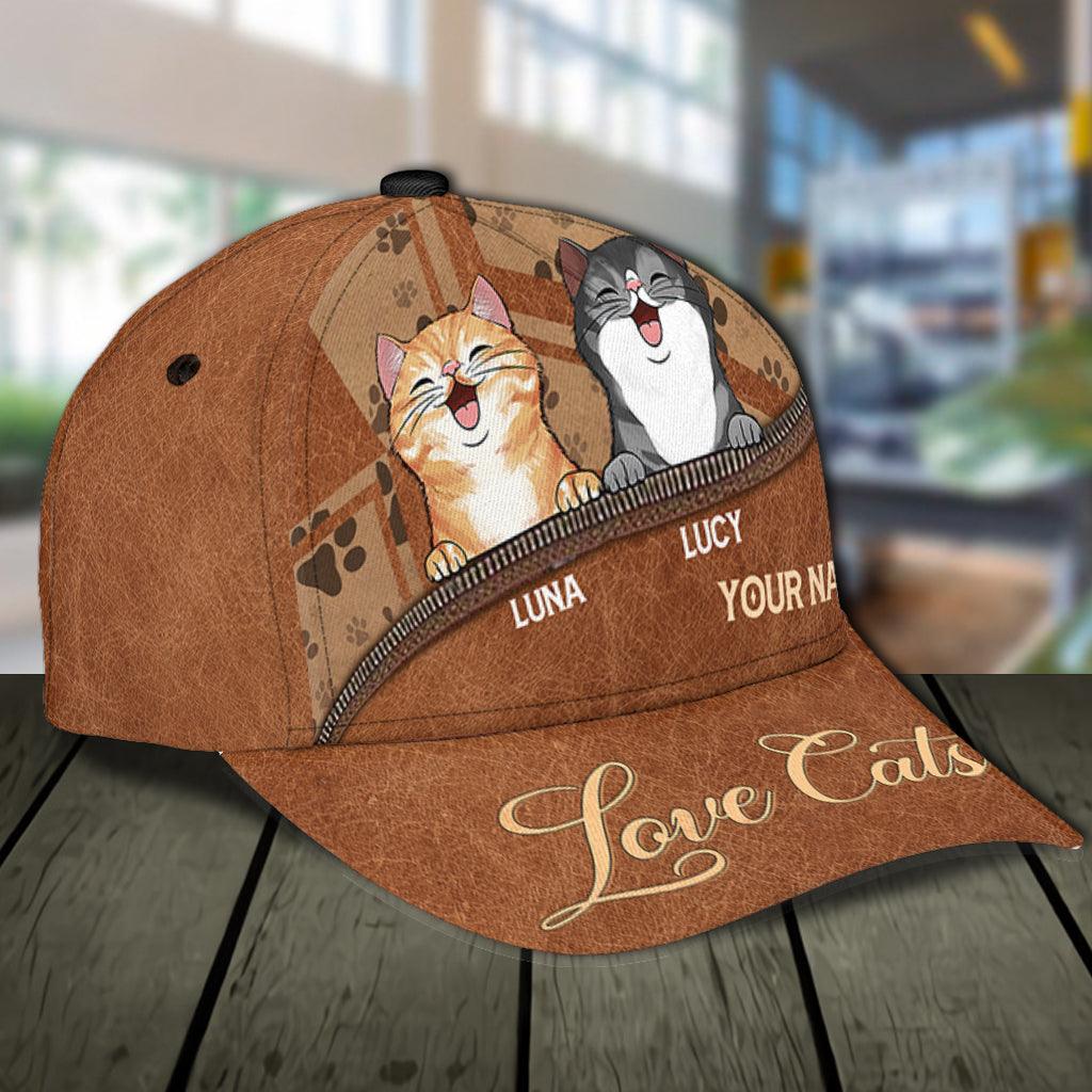 Cat Personalized Classic Cap, Personalized Gift for Cat Lovers, Cat Mom, Cat Dad Trucker Hats Custom Hats Gifts For Men & Women