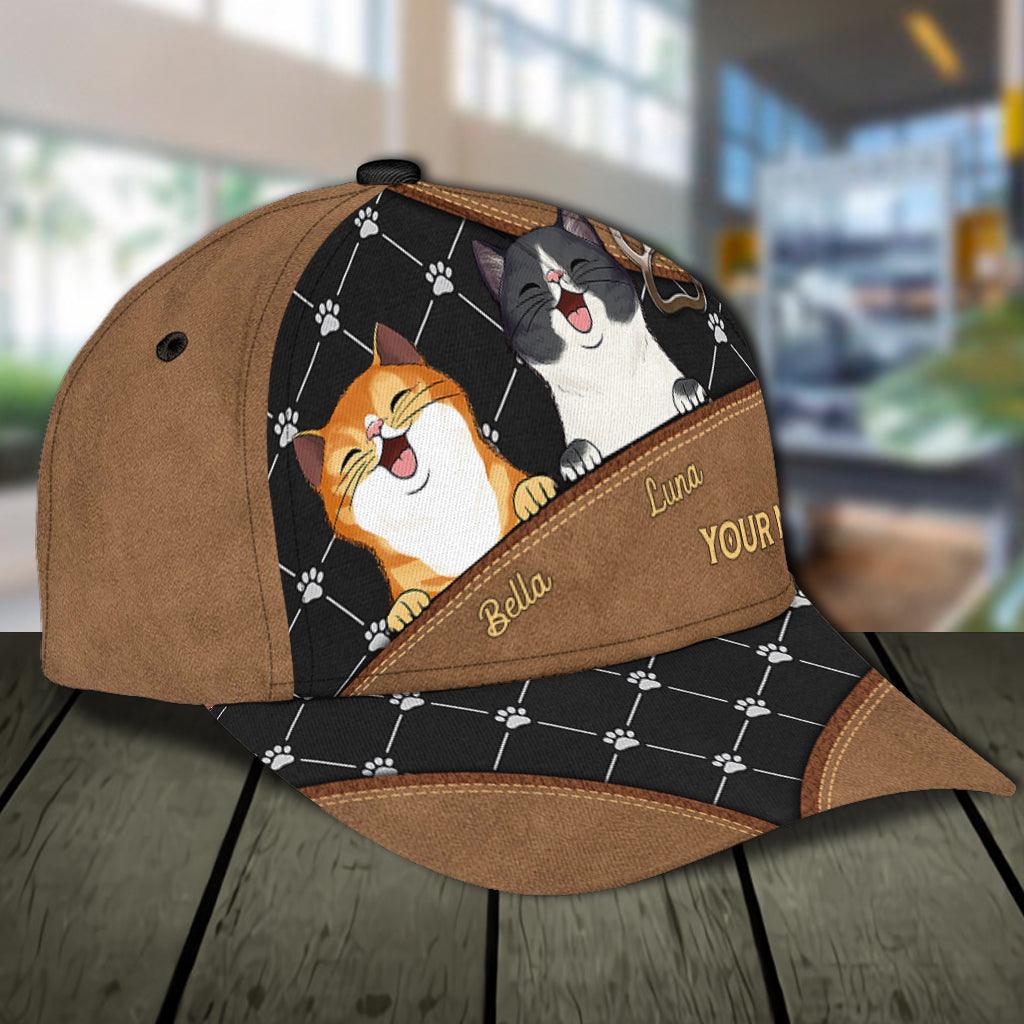 Cat Personalized Classic Cap, Personalized Gift for Cat Lovers, Cat Mom, Cat Dad Trucker Hats Custom Hats Gifts For Men & Women