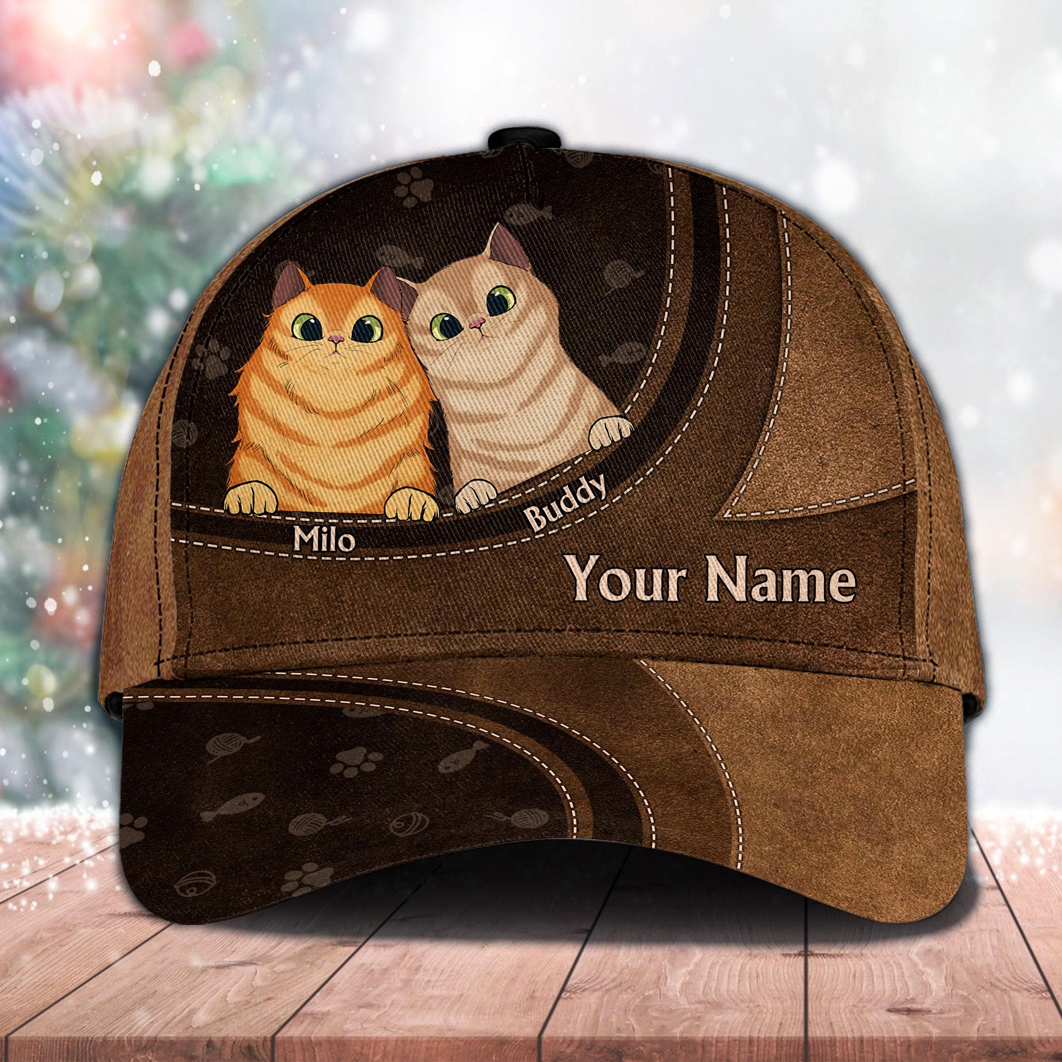 Cat Personalized Classic Cap, Personalized Gift for Cat Lovers, Cat Mom, Cat Dad Trucker Hats Custom Hats Gifts For Men & Women