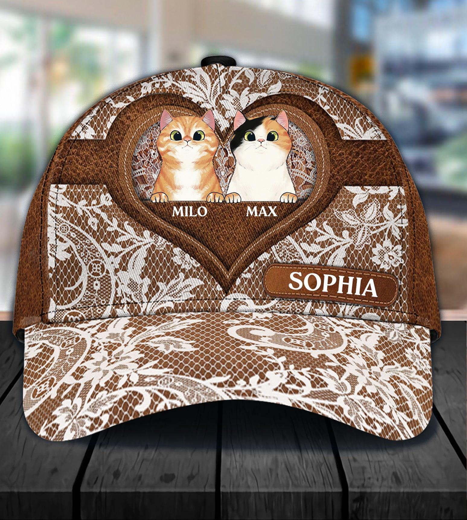 Cat Personalized Classic Cap, Personalized Gift for Cat Lovers, Cat Mom, Cat Dad Trucker Hats Custom Hats Gifts For Men & Women