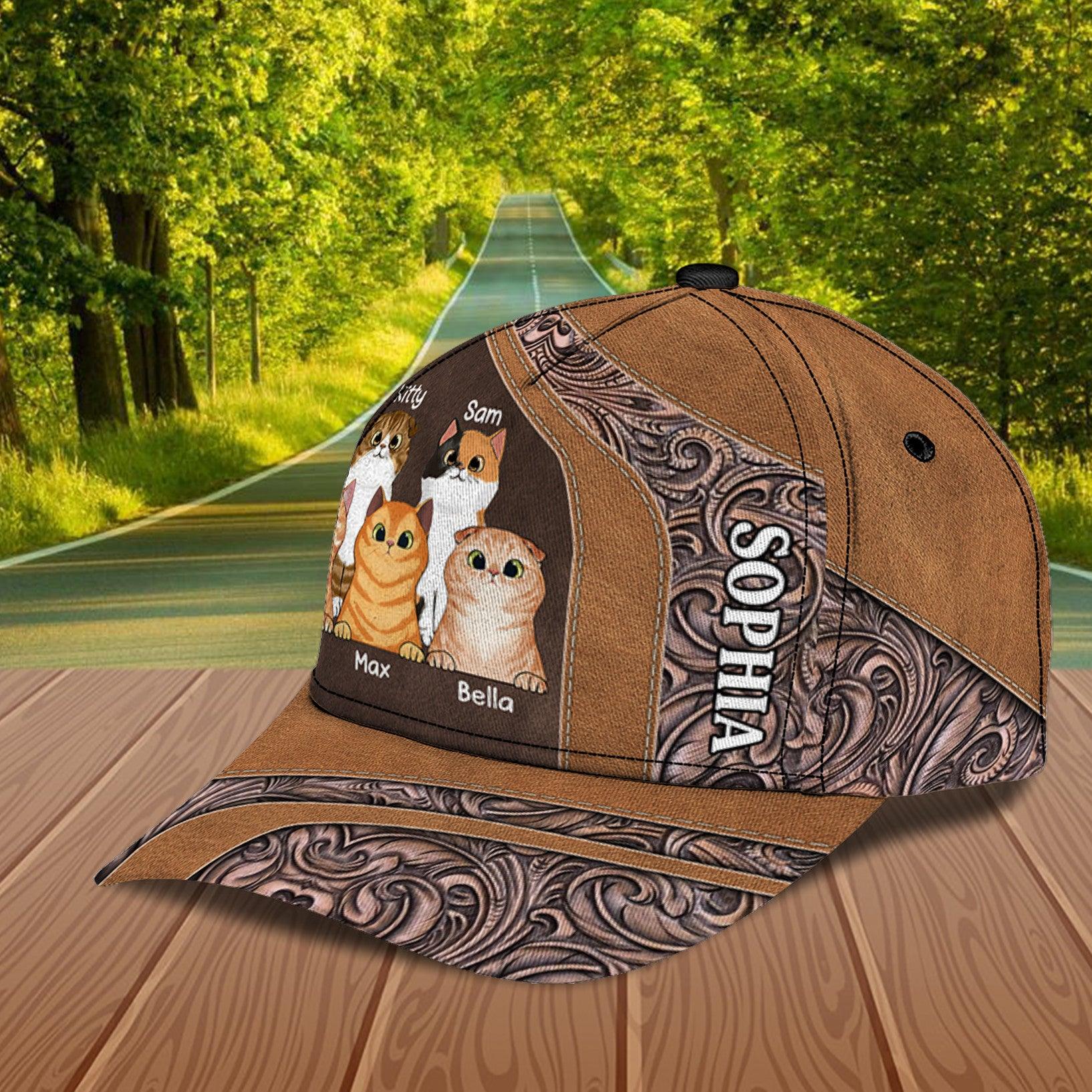 Cat Personalized Classic Cap, Personalized Gift for Cat Lovers, Cat Mom, Cat Dad Trucker Hats Custom Hats Gifts For Men & Women