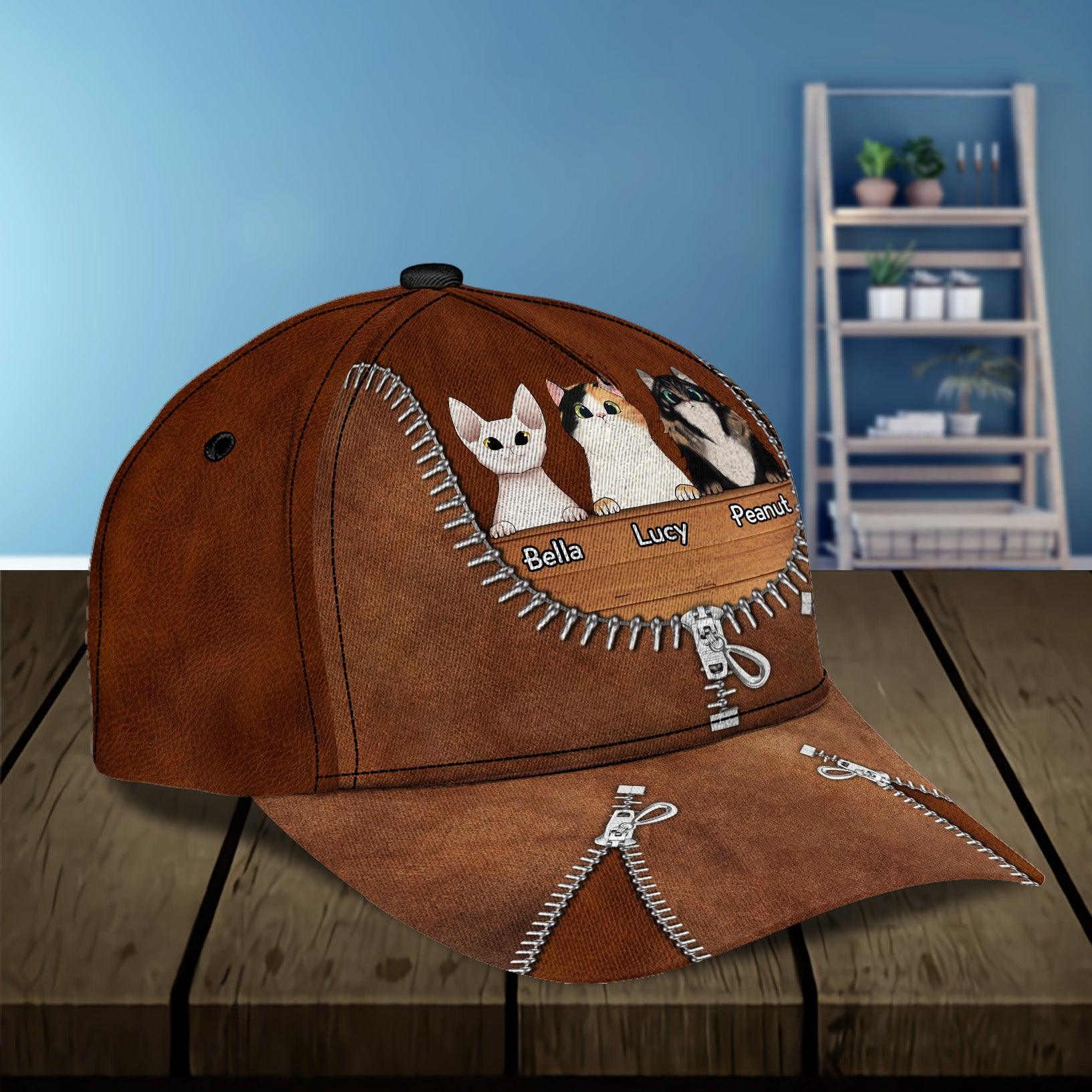 Cat Personalized Classic Cap, Personalized Gift for Cat Lovers, Cat Mom, Cat Dad Trucker Hats Custom Hats Gifts For Men & Women