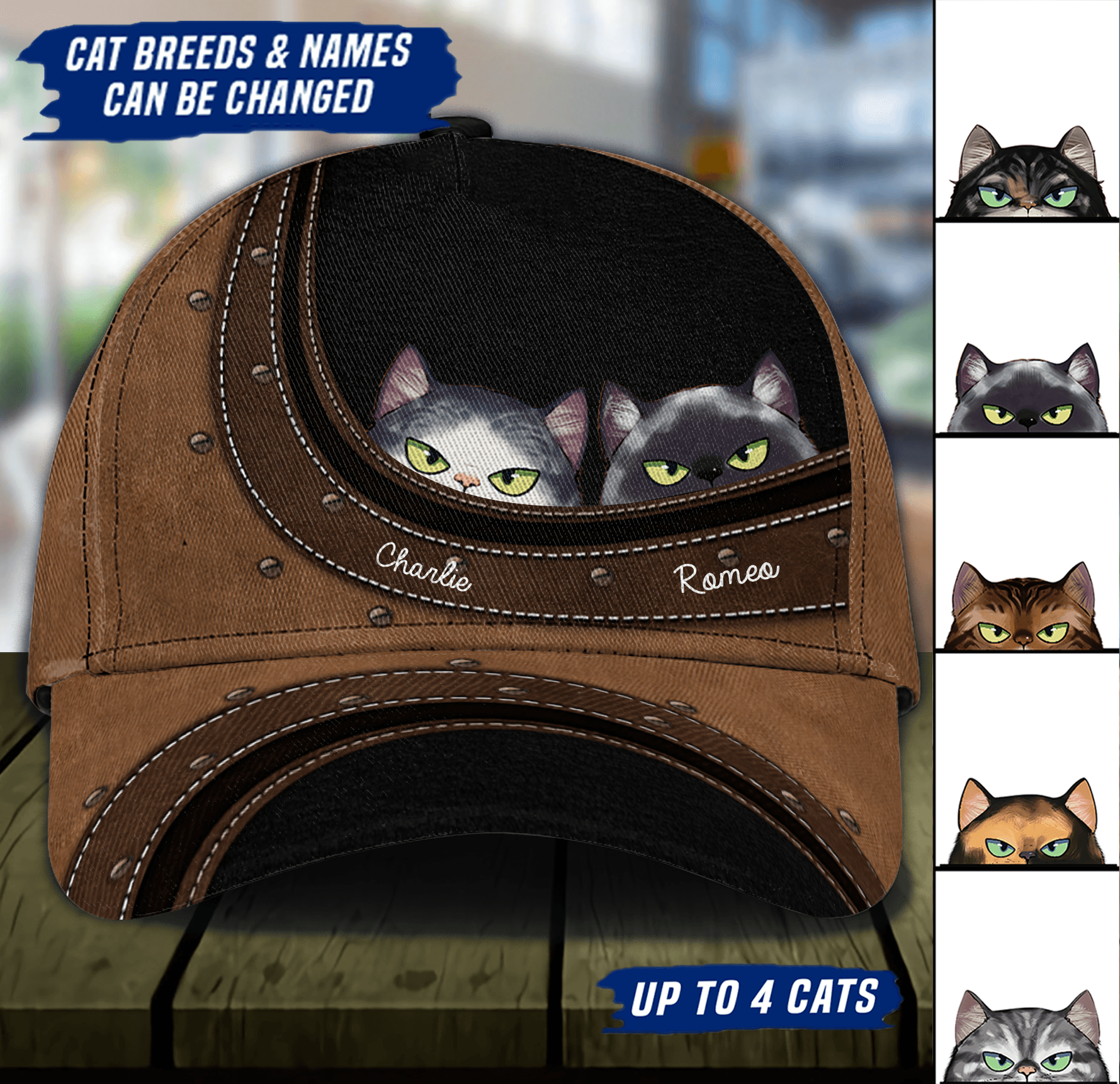 Cat Personalized Classic Cap, Personalized Gift for Cat Lovers, Cat Mom, Cat Dad Trucker Hats Custom Hats Gifts For Men & Women