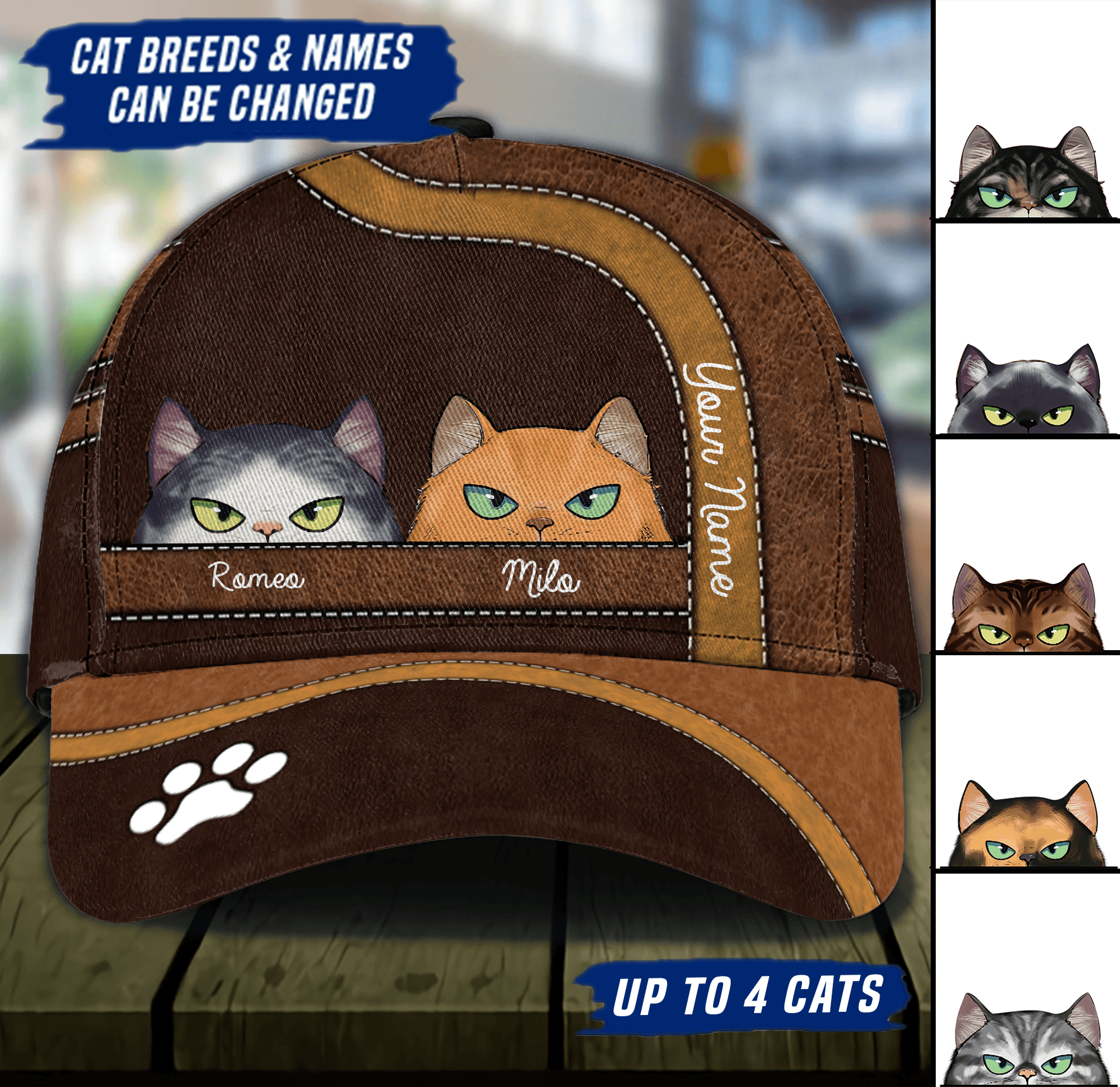 Cat Personalized Classic Cap, Personalized Gift for Cat Lovers, Cat Mom, Cat Dad Trucker Hats Custom Hats Gifts For Men & Women