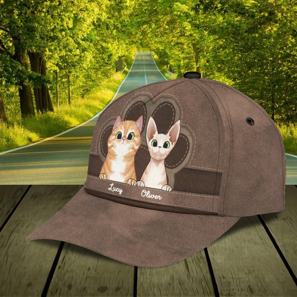 Cat Personalized Classic Cap, Personalized Gift for Cat Lovers, Cat Mom, Cat Dad Trucker Hats Custom Hats Gifts For Men & Women