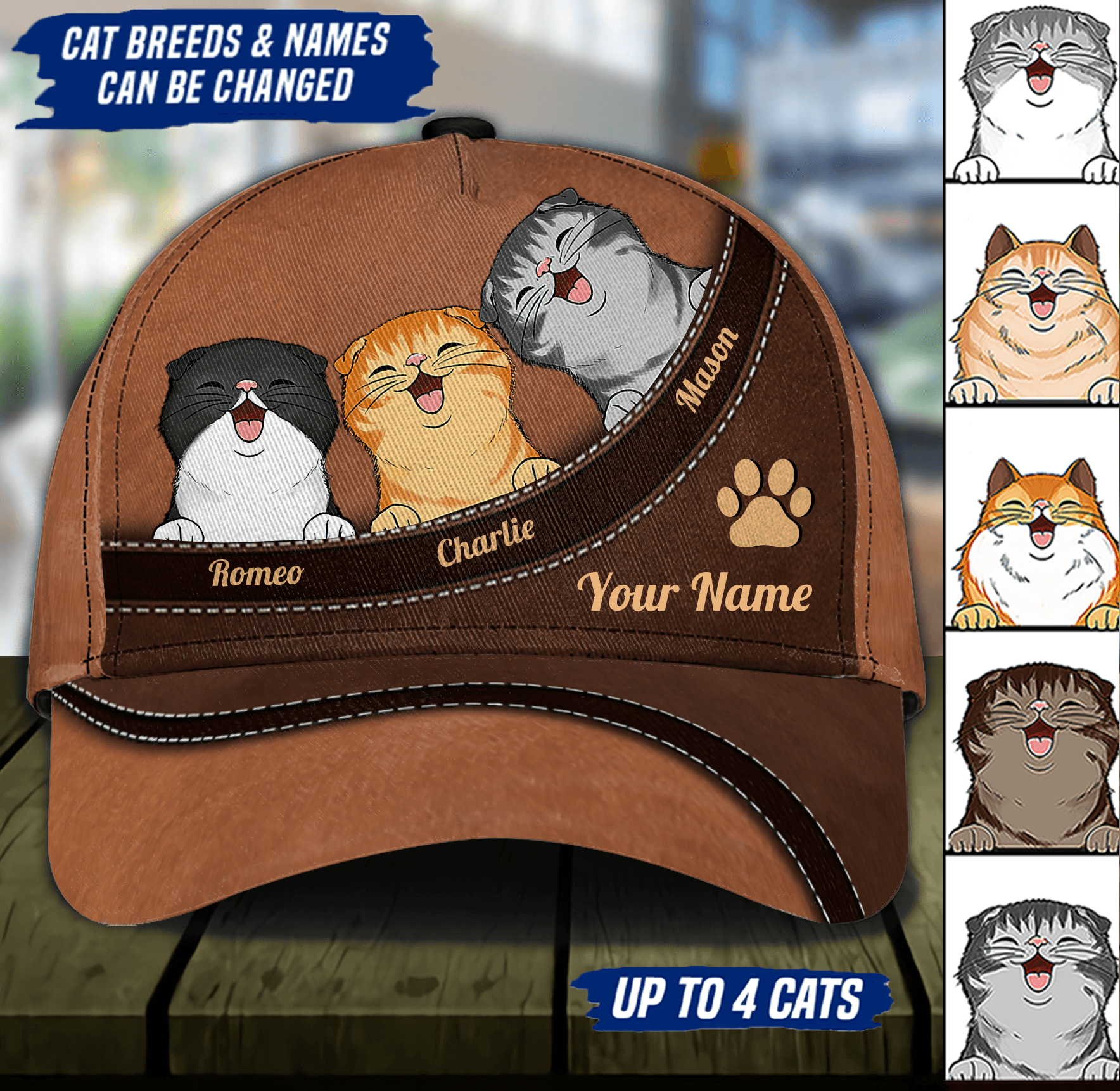 Cat Personalized Classic Cap, Personalized Gift for Cat Lovers, Cat Mom, Cat Dad Trucker Hats Custom Hats Gifts For Men & Women