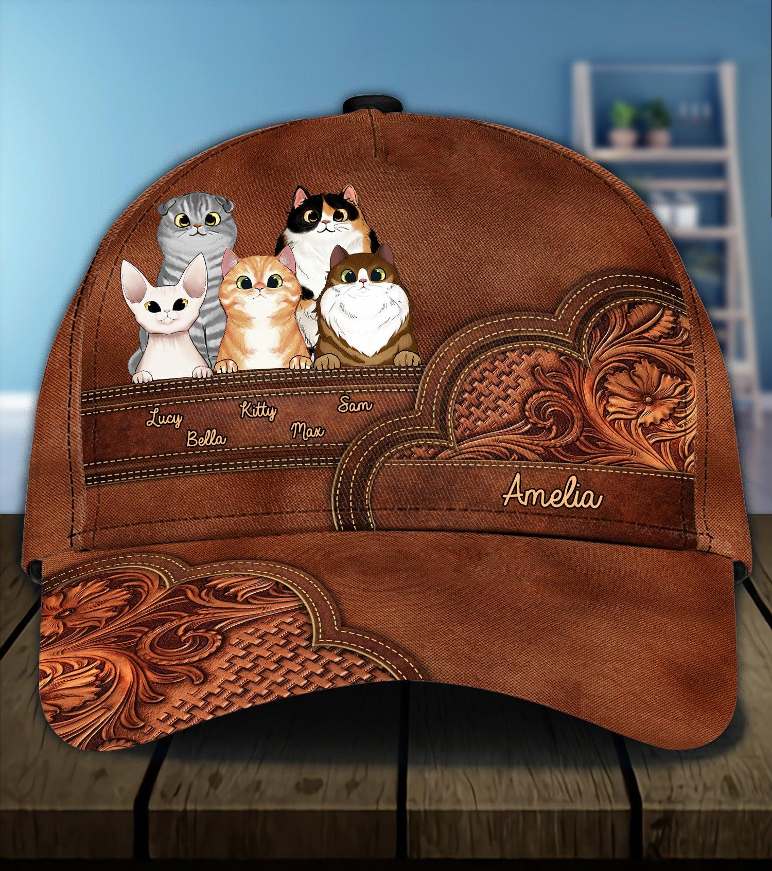 Cat Personalized Classic Cap, Personalized Gift for Cat Lovers, Cat Mom, Cat Dad Trucker Hats Custom Hats Gifts For Men & Women