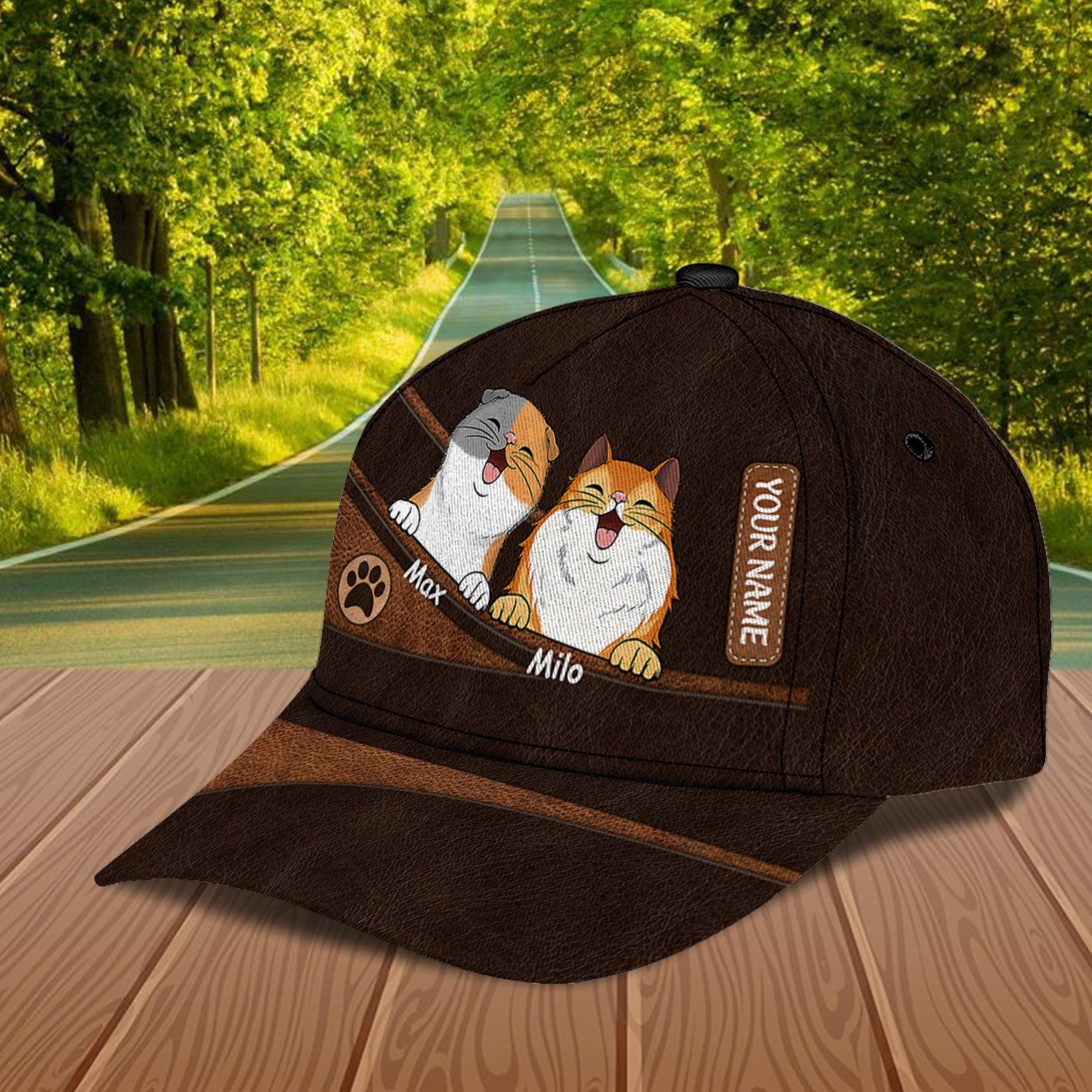 Cat Personalized Classic Cap, Personalized Gift for Cat Lovers, Cat Mom, Cat Dad Trucker Hats Custom Hats Gifts For Men & Women