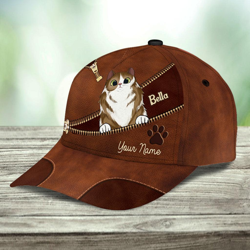 Cat Personalized Classic Cap, Personalized Gift for Cat Lovers, Cat Mom, Cat Dad Trucker Hats Custom Hats Gifts For Men & Women