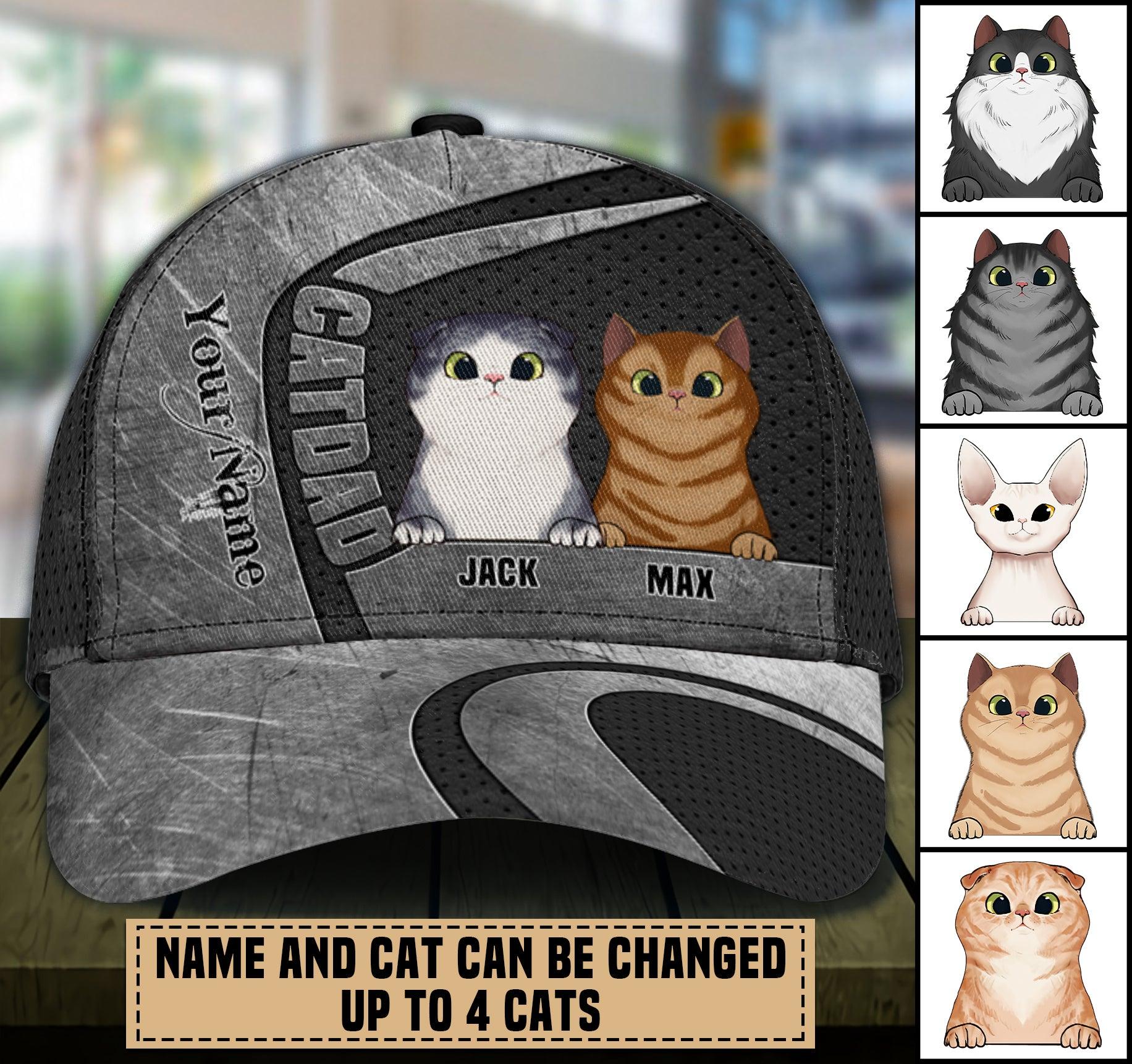 Cat Personalized Classic Cap, Personalized Gift for Cat Lovers, Cat Mom, Cat Dad Trucker Hats Custom Hats Gifts For Men & Women