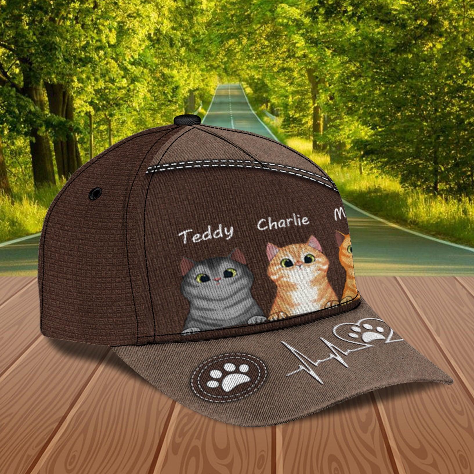 Cat Personalized Classic Cap, Personalized Gift for Cat Lovers, Cat Mom, Cat Dad Trucker Hats Custom Hats Gifts For Men & Women