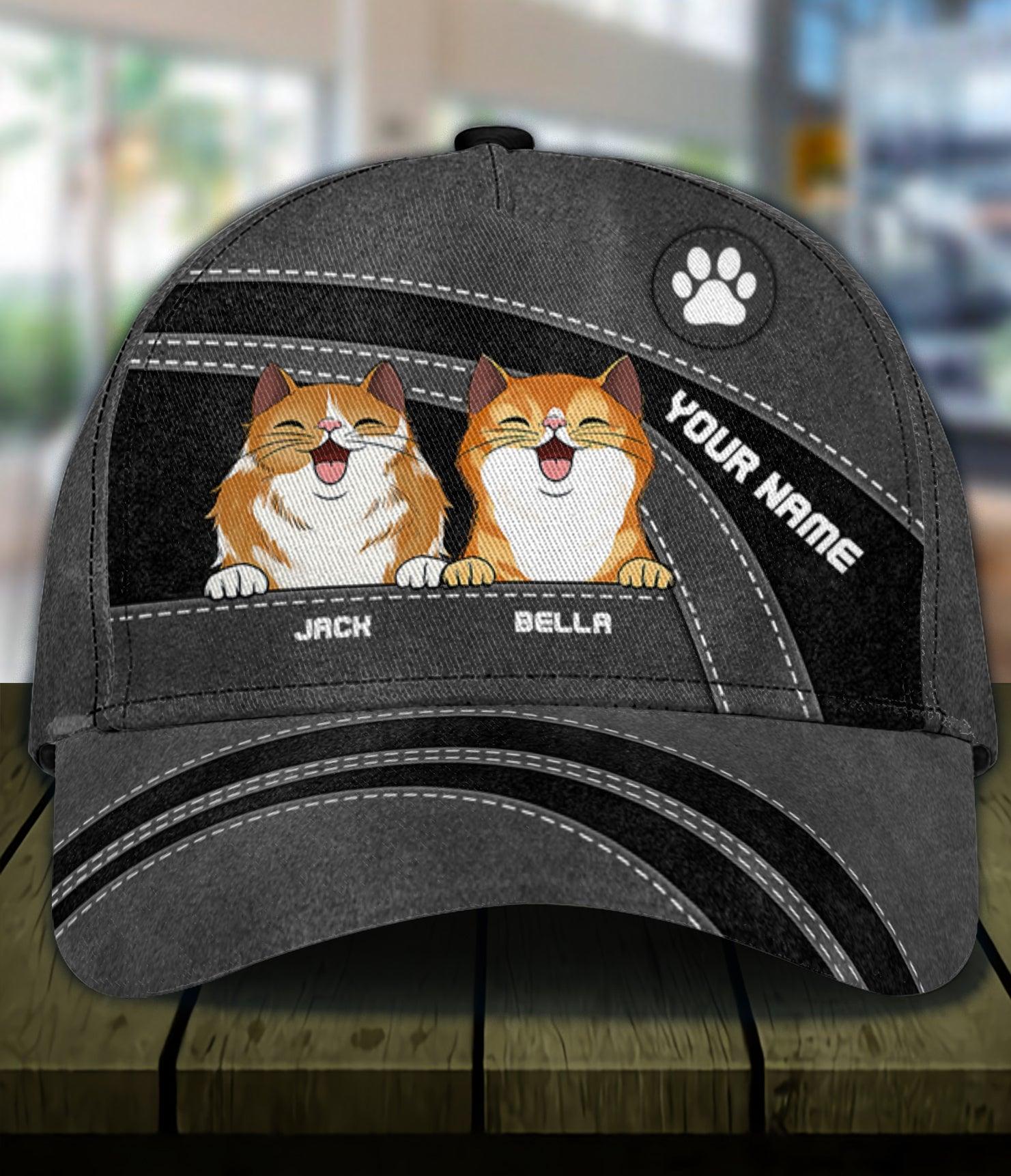 Cat Personalized Classic Cap, Personalized Gift for Cat Lovers, Cat Mom, Cat Dad Trucker Hats Custom Hats Gifts For Men & Women