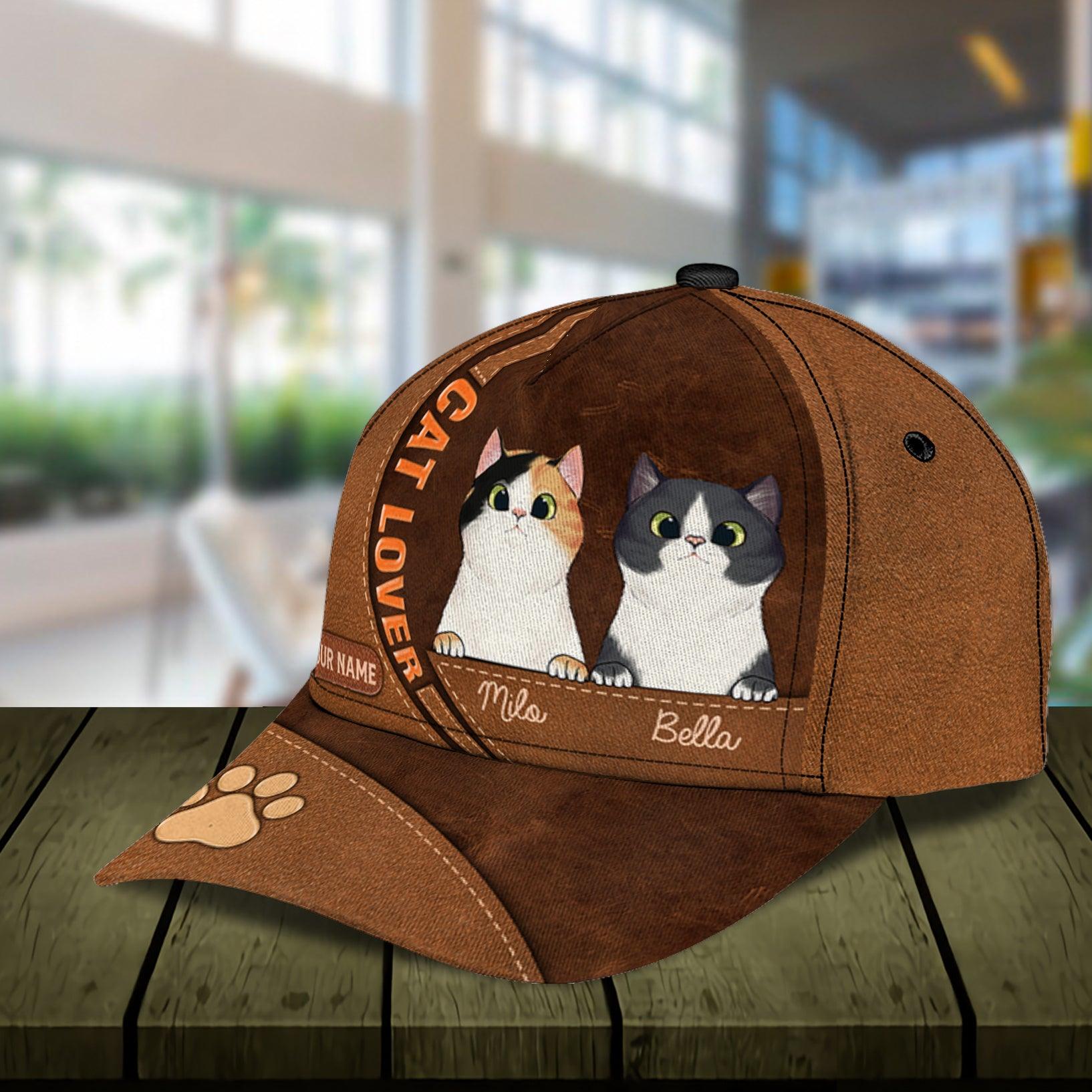 Cat Personalized Classic Cap, Personalized Gift for Cat Lovers, Cat Mom, Cat Dad Trucker Hats Custom Hats Gifts For Men & Women