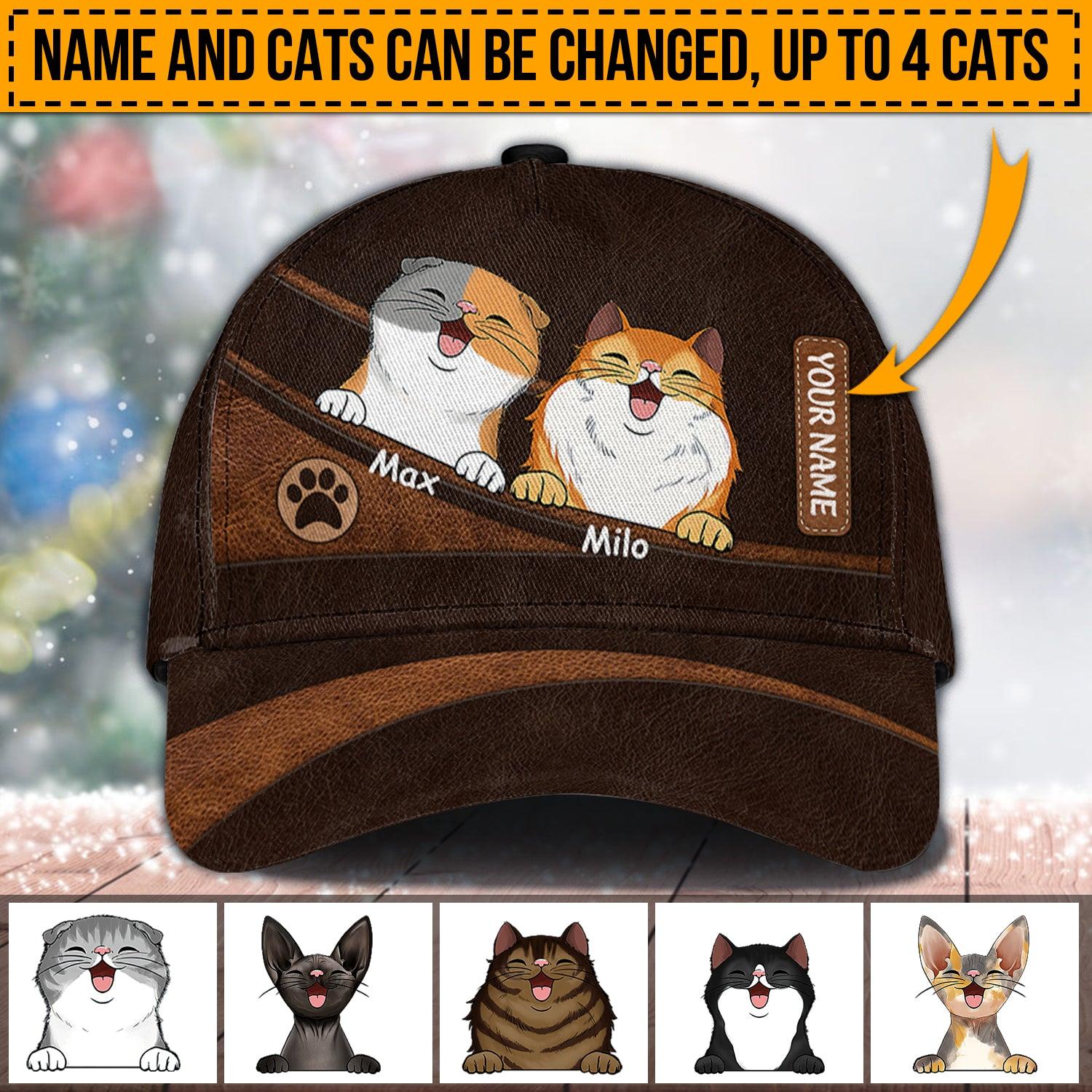 Cat Personalized Classic Cap, Personalized Gift for Cat Lovers, Cat Mom, Cat Dad Trucker Hats Custom Hats Gifts For Men & Women