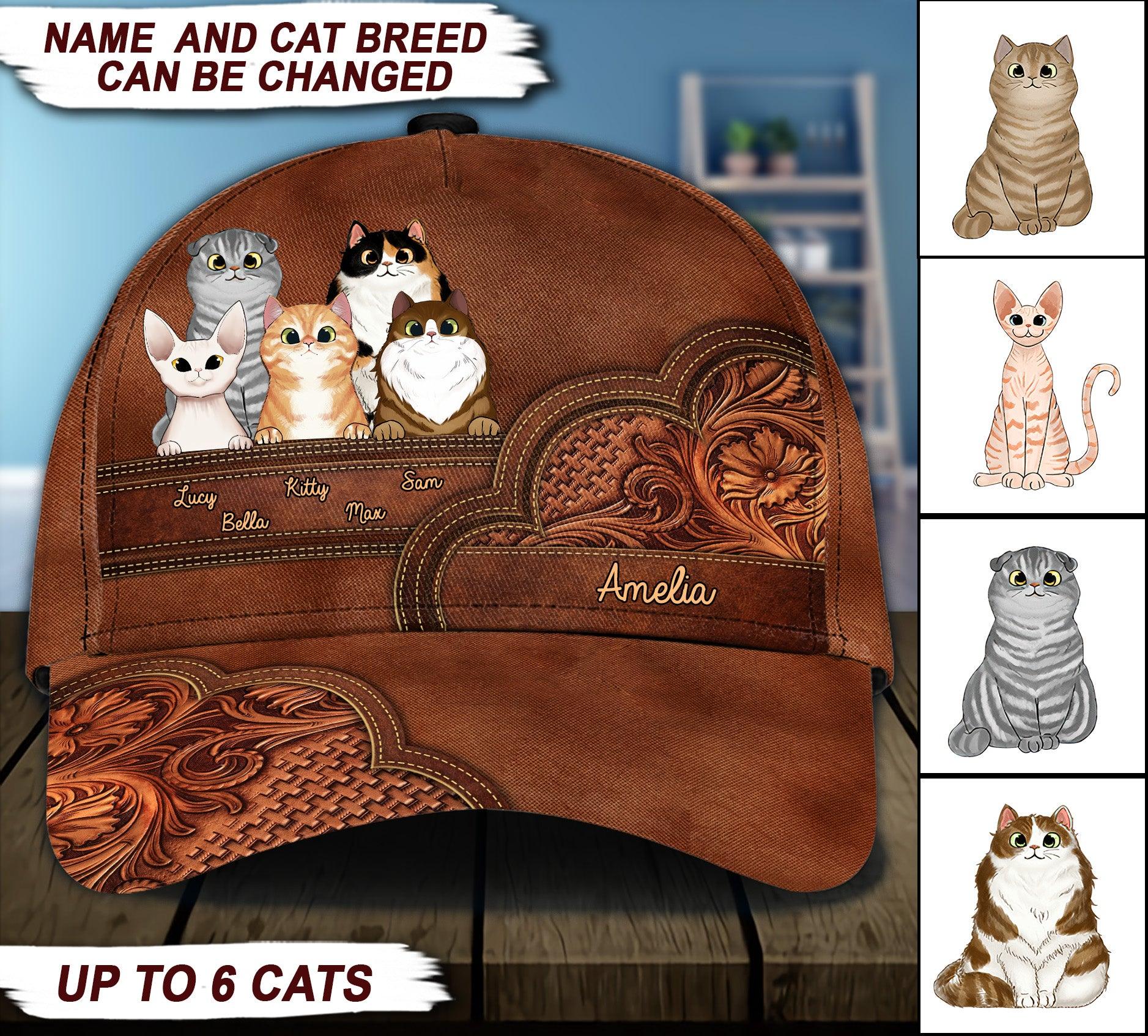 Cat Personalized Classic Cap, Personalized Gift for Cat Lovers, Cat Mom, Cat Dad Trucker Hats Custom Hats Gifts For Men & Women