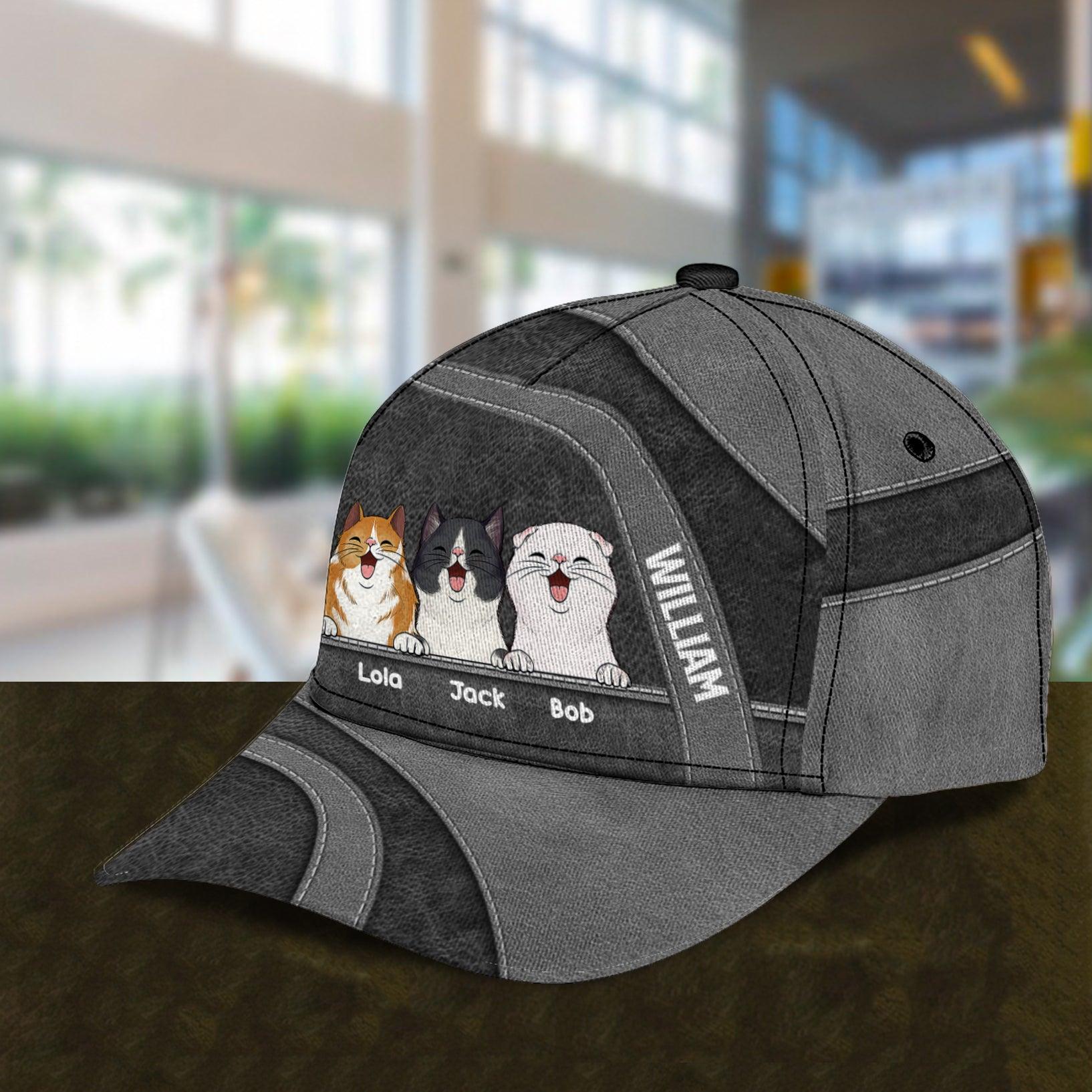 Cat Personalized Classic Cap, Personalized Gift for Cat Lovers, Cat Mom, Cat Dad Trucker Hats Custom Hats Gifts For Men & Women