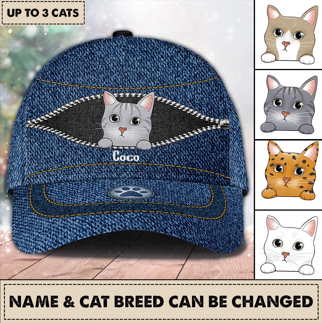 Cat Personalized Classic Cap, Personalized Gift for Cat Lovers, Cat Mom, Cat Dad Trucker Hats Custom Hats Gifts For Men & Women