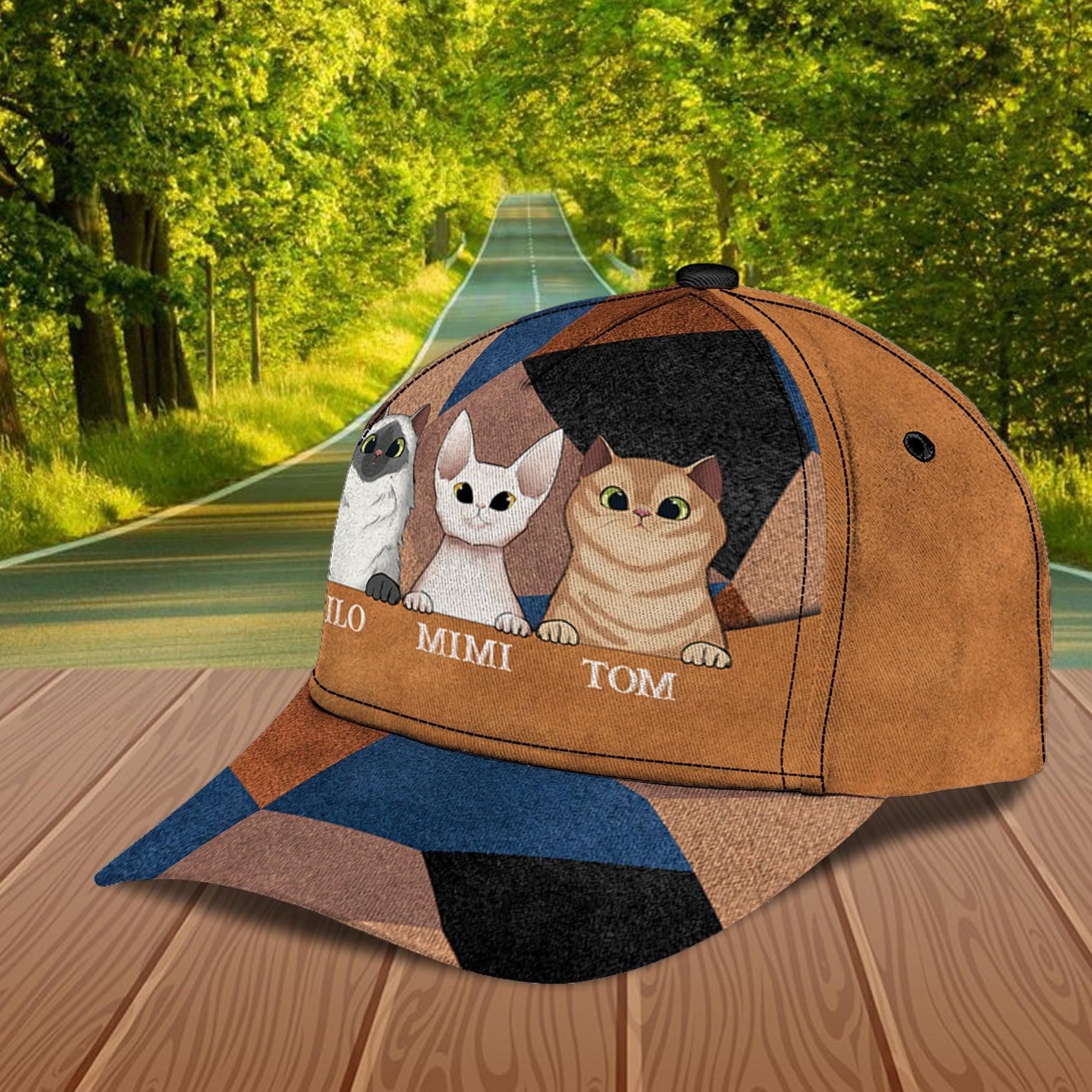 Cat Personalized Classic Cap, Personalized Gift for Cat Lovers, Cat Mom, Cat Dad Trucker Hats Custom Hats Gifts For Men & Women