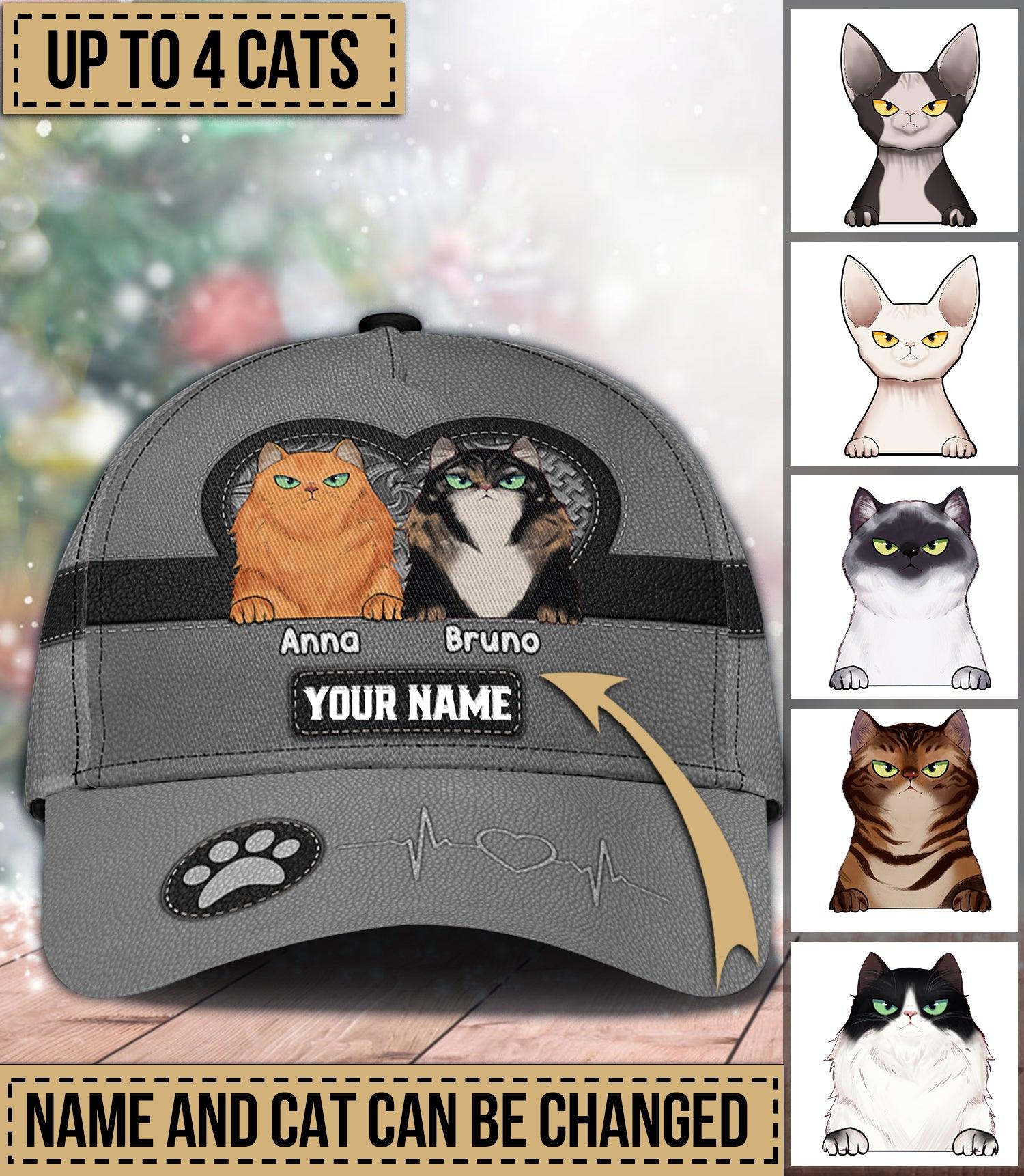 Cat Personalized Classic Cap, Personalized Gift for Cat Lovers, Cat Mom, Cat Dad Trucker Hats Custom Hats Gifts For Men & Women