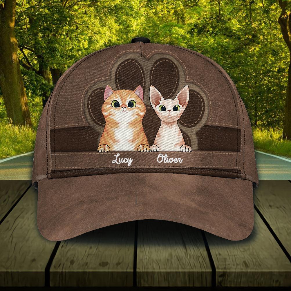 Cat Personalized Classic Cap, Personalized Gift for Cat Lovers, Cat Mom, Cat Dad Trucker Hats Custom Hats Gifts For Men & Women