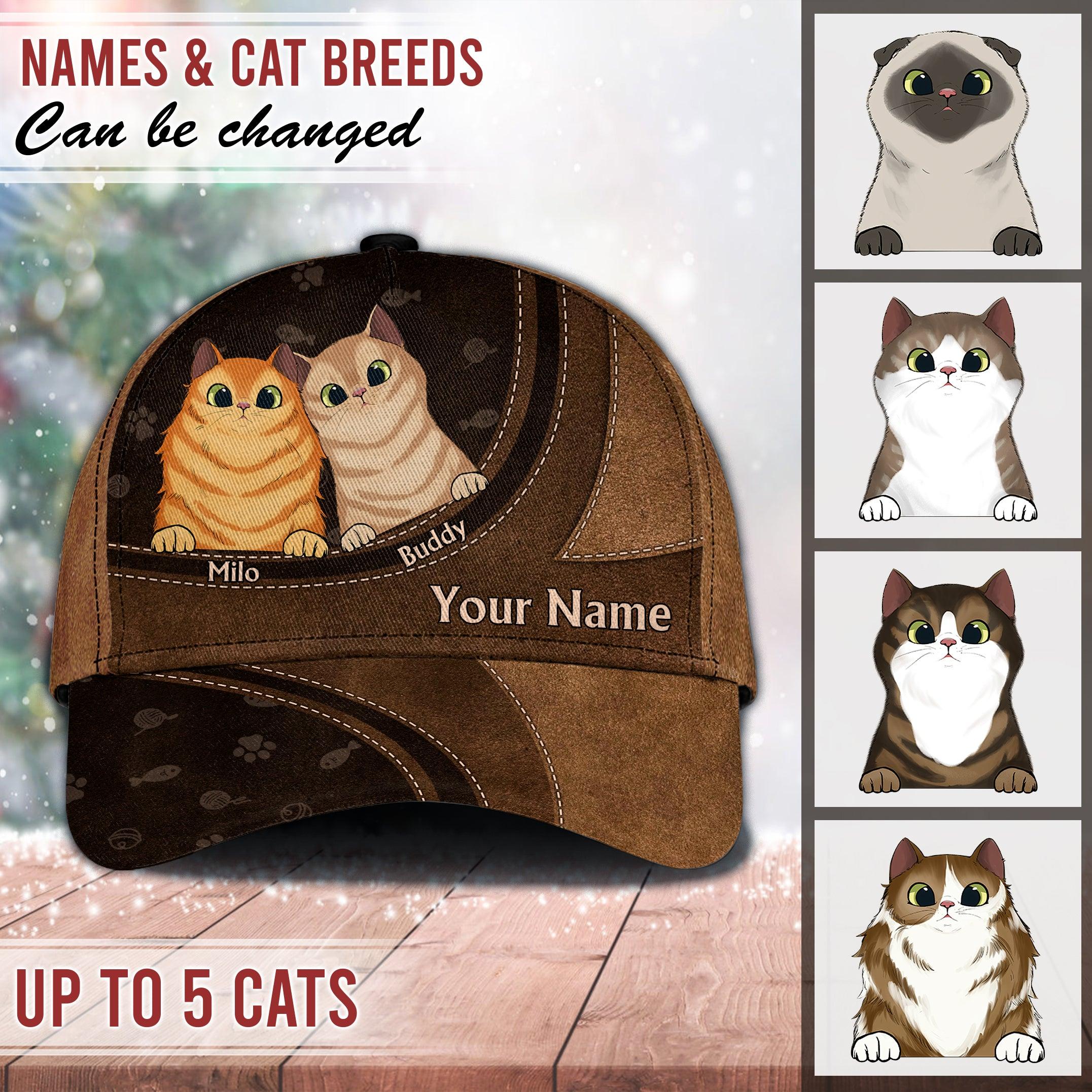 Cat Personalized Classic Cap, Personalized Gift for Cat Lovers, Cat Mom, Cat Dad Trucker Hats Custom Hats Gifts For Men & Women