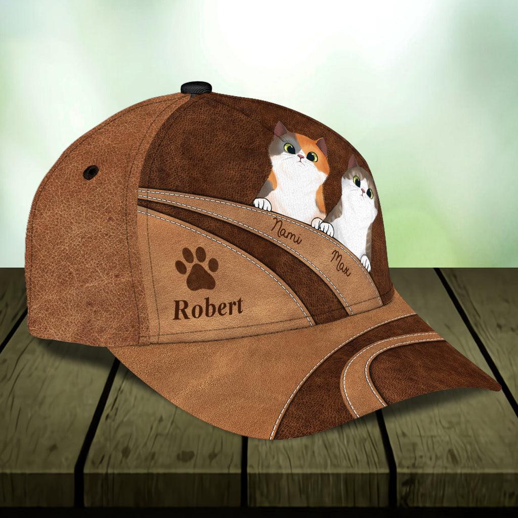 Cat Personalized Classic Cap, Personalized Gift for Cat Lovers, Cat Mom, Cat Dad Trucker Hats Custom Hats Gifts For Men & Women