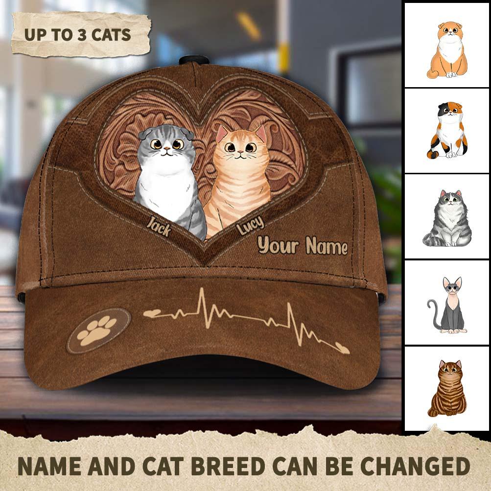 Cat Personalized Classic Cap, Personalized Gift for Cat Lovers, Cat Mom, Cat Dad Trucker Hats Custom Hats Gifts For Men & Women