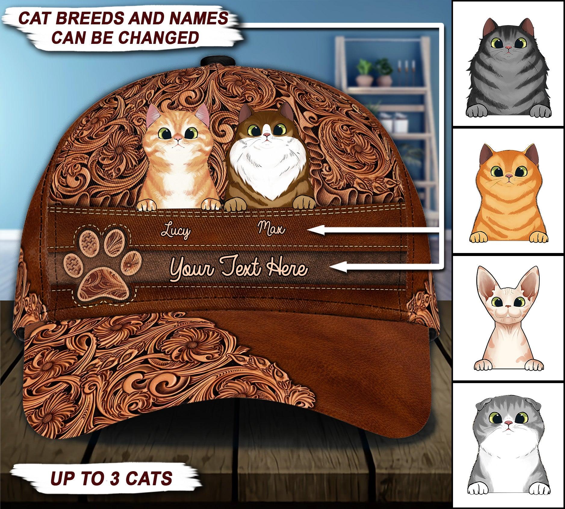 Cat Personalized Classic Cap, Personalized Gift for Cat Lovers, Cat Mom, Cat Dad Trucker Hats Custom Hats Gifts For Men & Women
