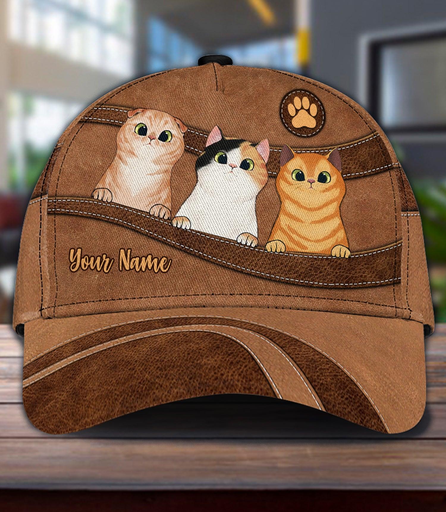 Cat Personalized Classic Cap, Personalized Gift for Cat Lovers, Cat Mom, Cat Dad Trucker Hats Custom Hats Gifts For Men & Women