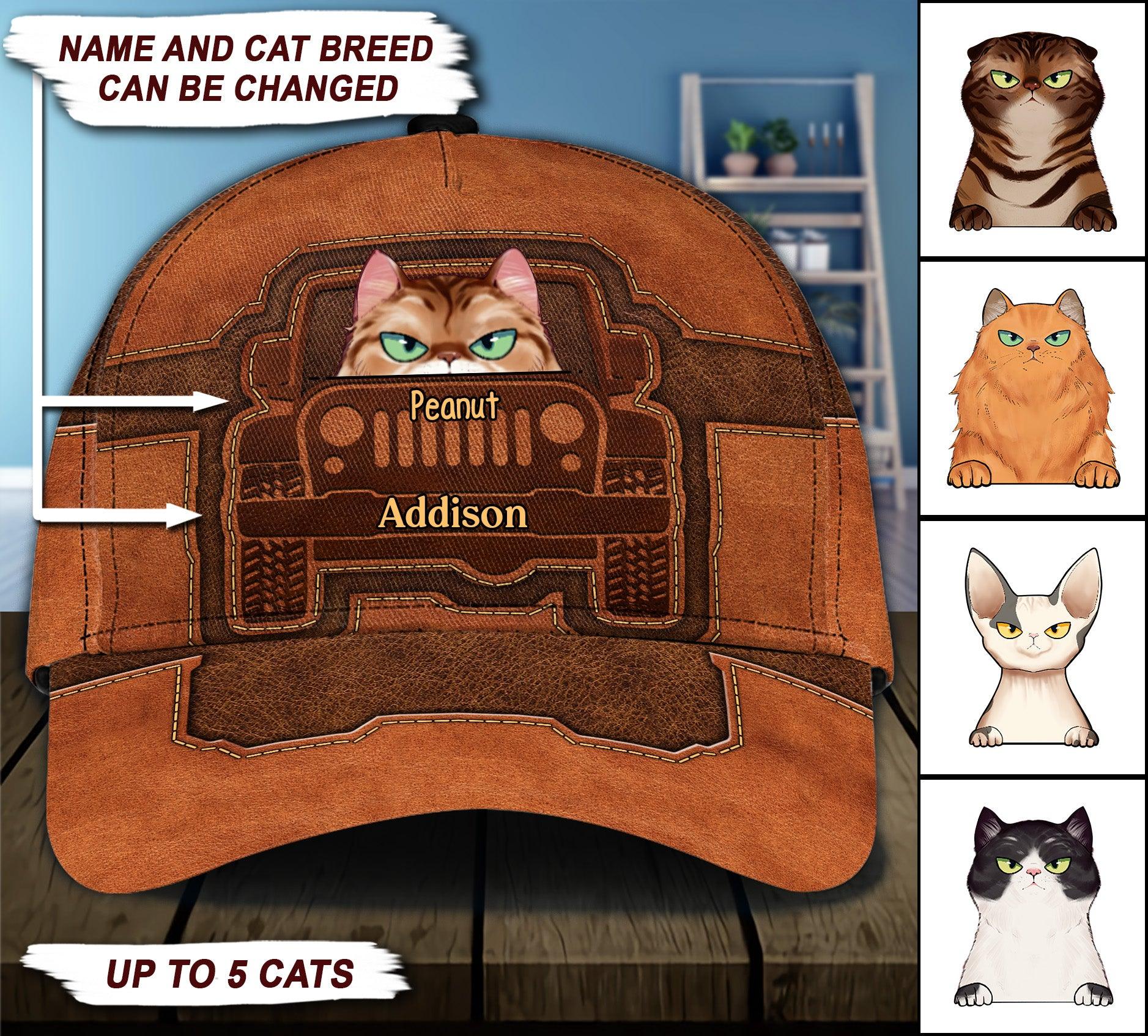 Cat Personalized Classic Cap, Personalized Gift for Cat Lovers, Cat Mom, Cat Dad Trucker Hats Custom Hats Gifts For Men & Women