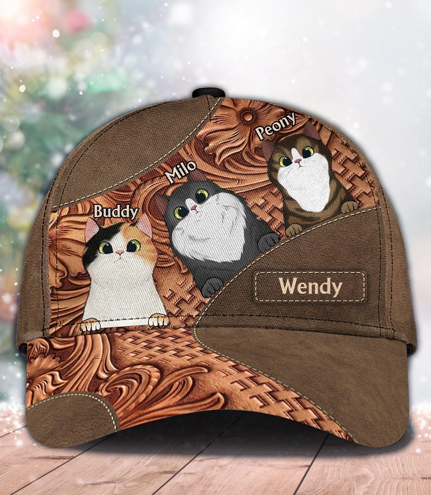 Cat Personalized Classic Cap, Personalized Gift for Cat Lovers, Cat Mom, Cat Dad Trucker Hats Custom Hats Gifts For Men & Women