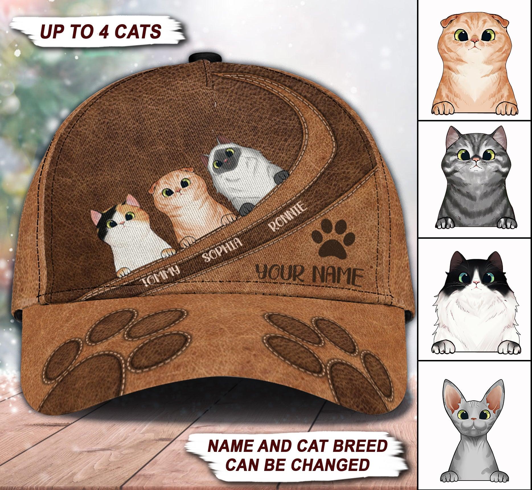 Cat Personalized Classic Cap, Personalized Gift for Cat Lovers, Cat Mom, Cat Dad Trucker Hats Custom Hats Gifts For Men & Women