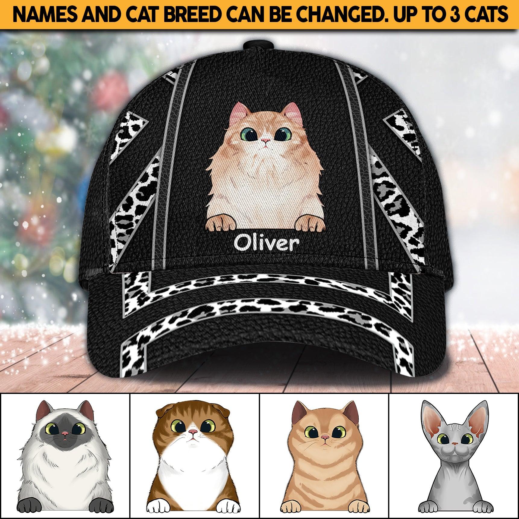 Cat Personalized Classic Cap, Personalized Gift for Cat Lovers, Cat Mom, Cat Dad Trucker Hats Custom Hats Gifts For Men & Women