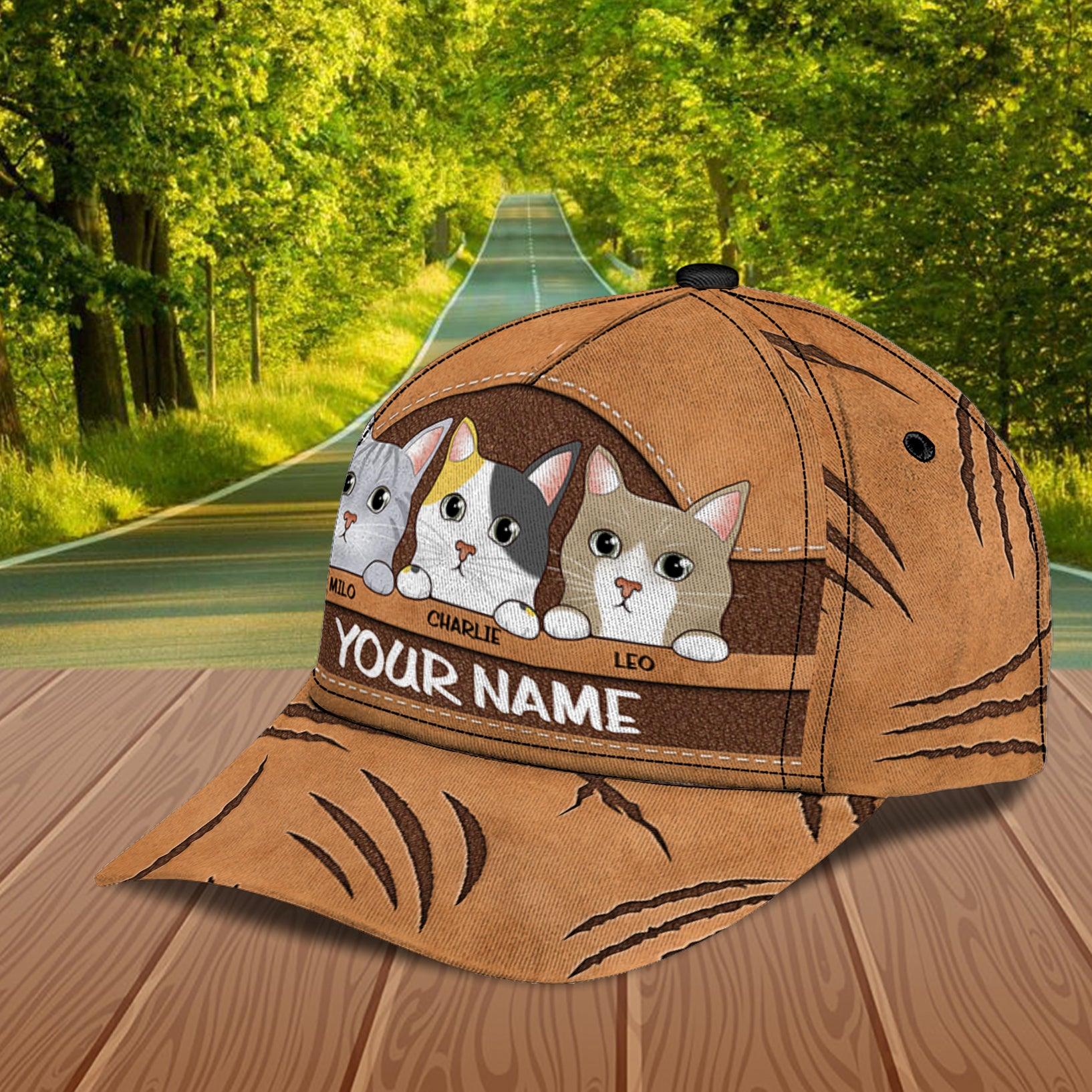 Cat Personalized Classic Cap, Personalized Gift for Cat Lovers, Cat Mom, Cat Dad Trucker Hats Custom Hats Gifts For Men & Women