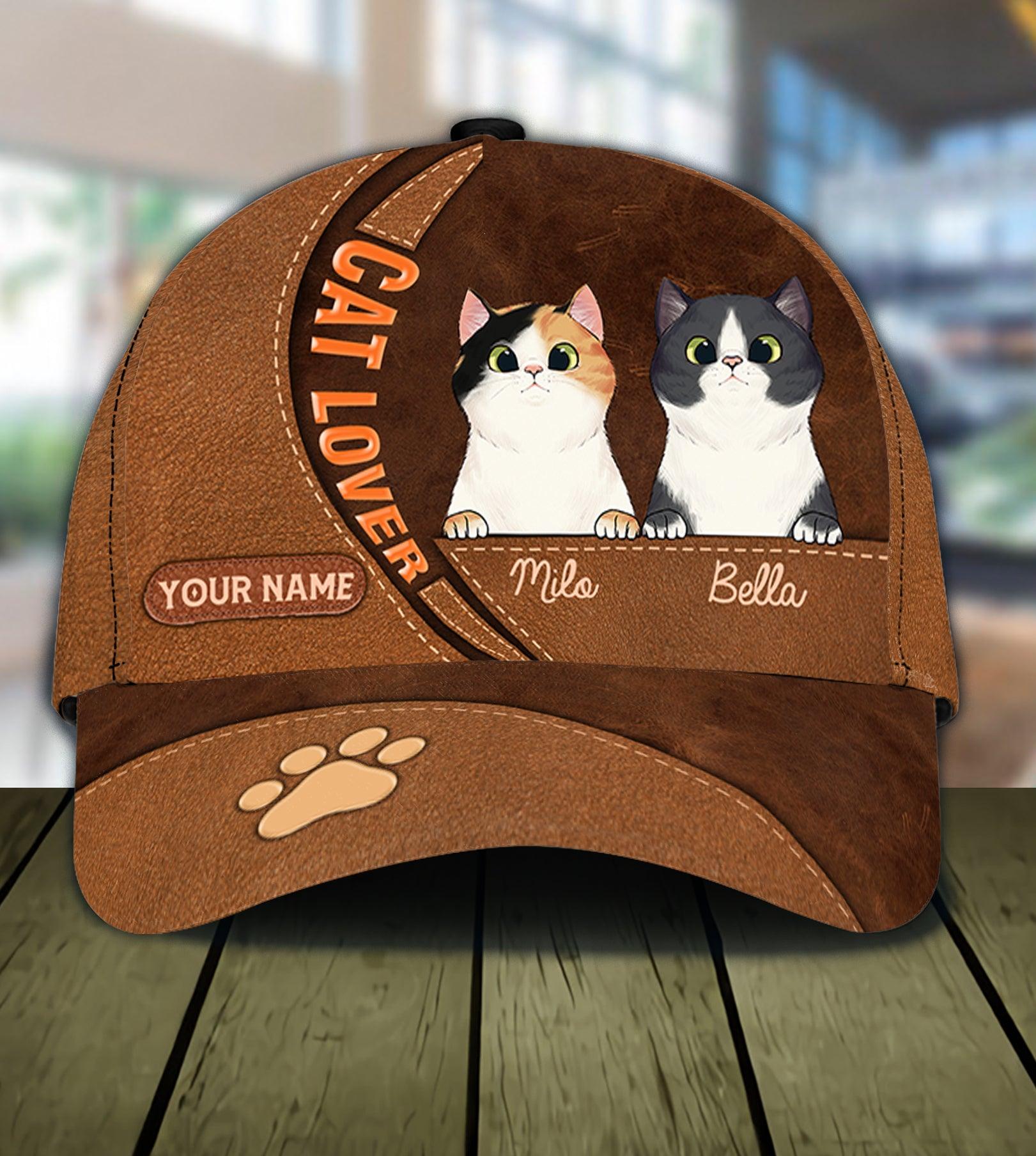 Cat Personalized Classic Cap, Personalized Gift for Cat Lovers, Cat Mom, Cat Dad Trucker Hats Custom Hats Gifts For Men & Women