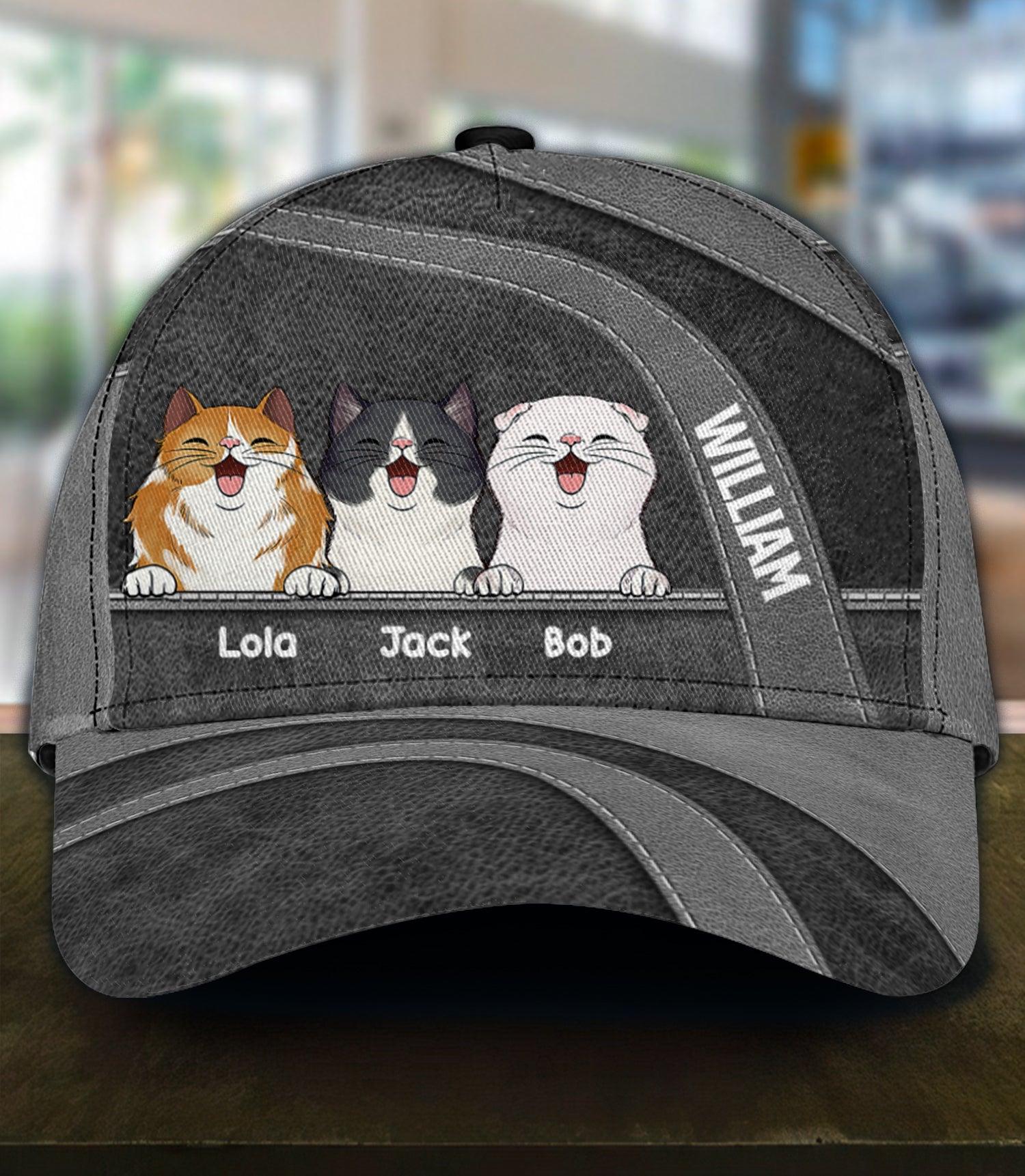 Cat Personalized Classic Cap, Personalized Gift for Cat Lovers, Cat Mom, Cat Dad Trucker Hats Custom Hats Gifts For Men & Women