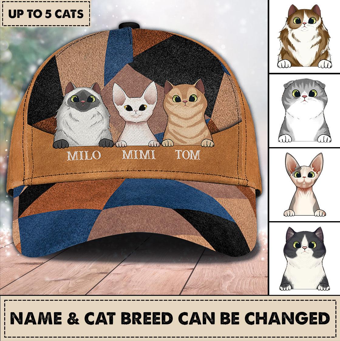 Cat Personalized Classic Cap, Personalized Gift for Cat Lovers, Cat Mom, Cat Dad Trucker Hats Custom Hats Gifts For Men & Women