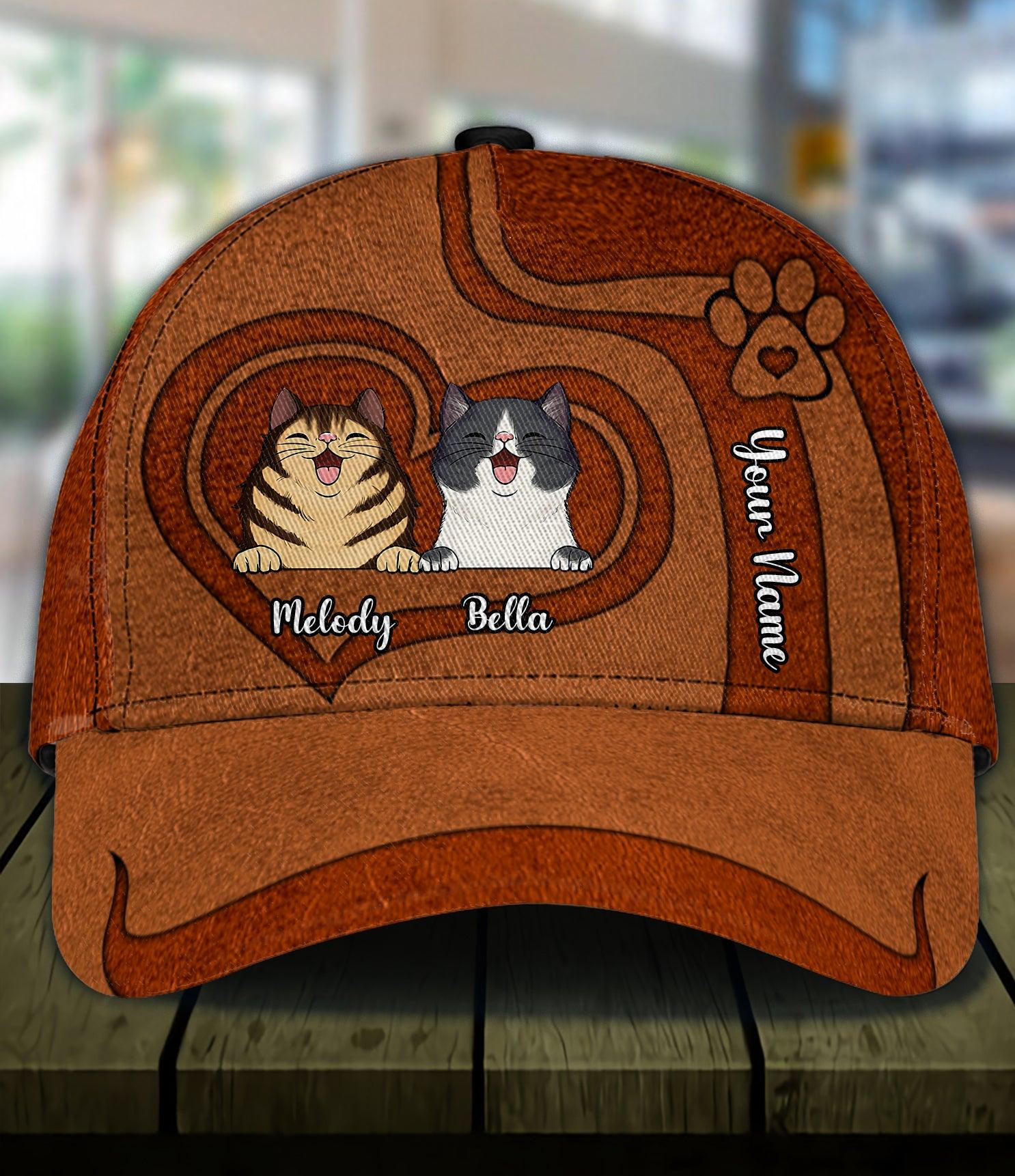 Cat Personalized Classic Cap, Personalized Gift for Cat Lovers, Cat Mom, Cat Dad Trucker Hats Custom Hats Gifts For Men & Women