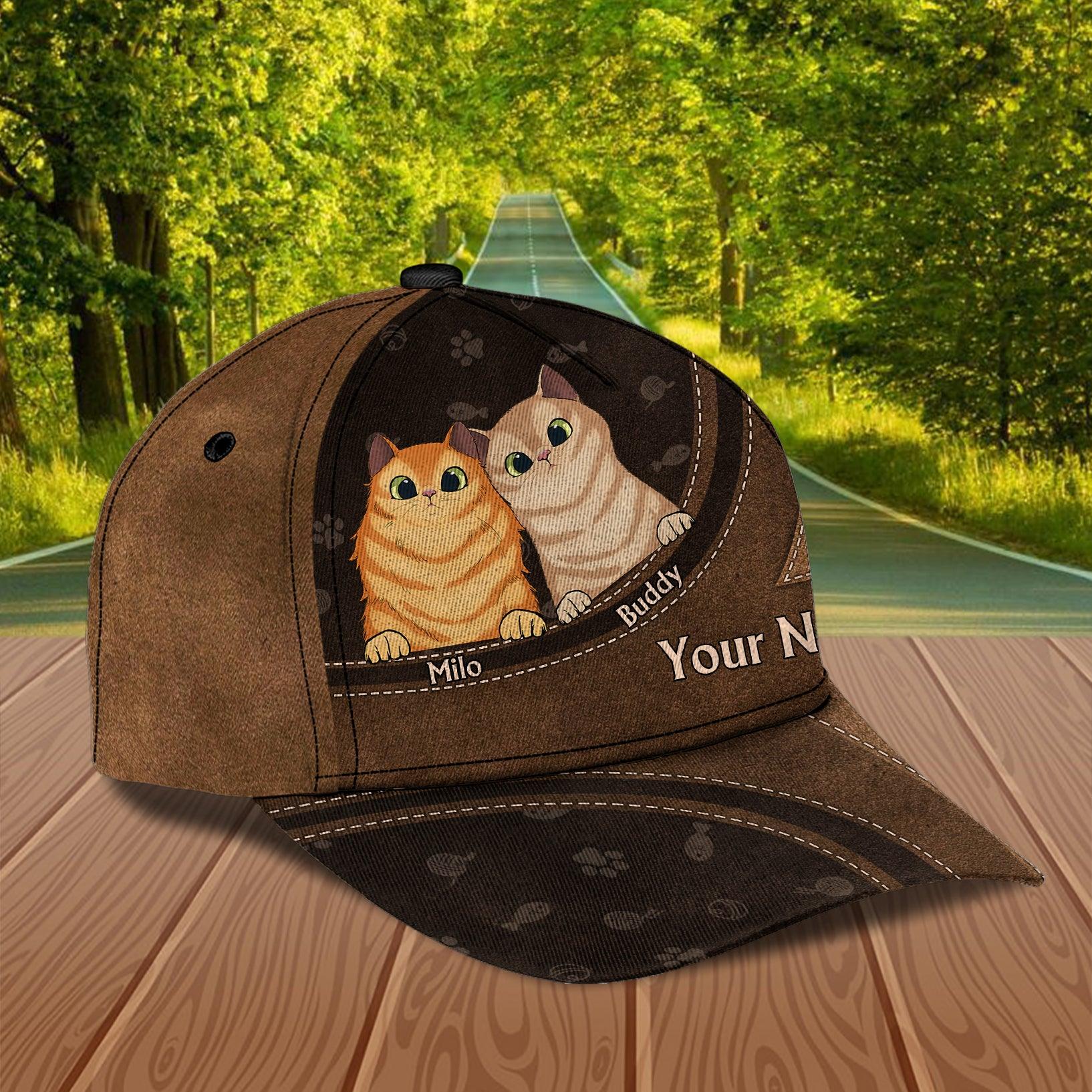 Cat Personalized Classic Cap, Personalized Gift for Cat Lovers, Cat Mom, Cat Dad Trucker Hats Custom Hats Gifts For Men & Women