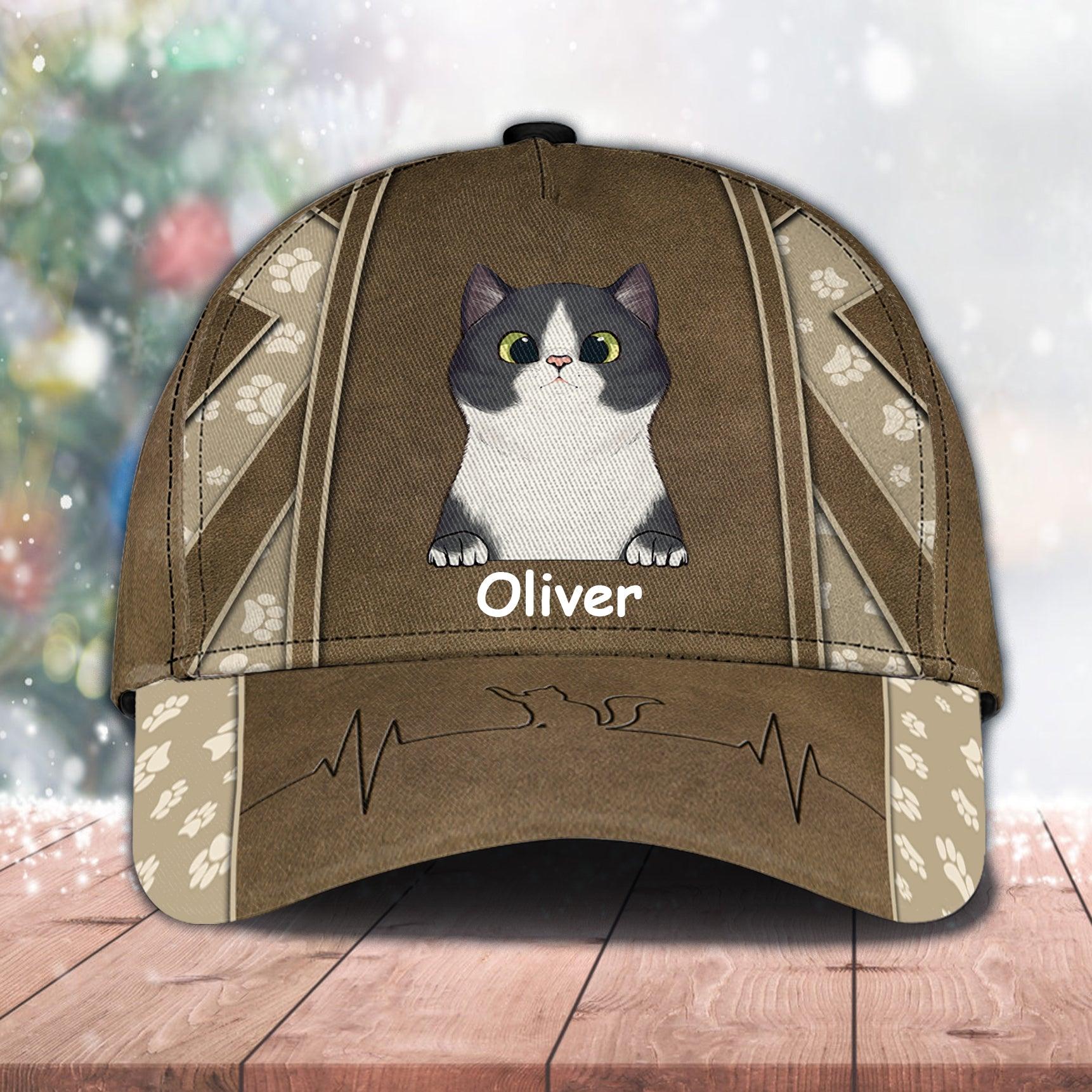 Cat Personalized Classic Cap, Personalized Gift for Cat Lovers, Cat Mom, Cat Dad Trucker Hats Custom Hats Gifts For Men & Women