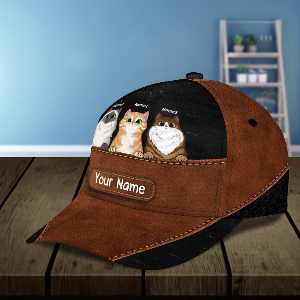 Cat Personalized Classic Cap, Personalized Gift for Cat Lovers, Cat Mom, Cat Dad Trucker Hats Custom Hats Gifts For Men & Women