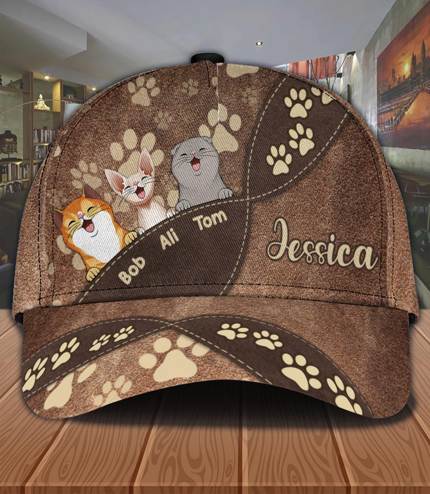 Cat Personalized Classic Cap, Personalized Gift for Cat Lovers, Cat Mom, Cat Dad Trucker Hats Custom Hats Gifts For Men & Women