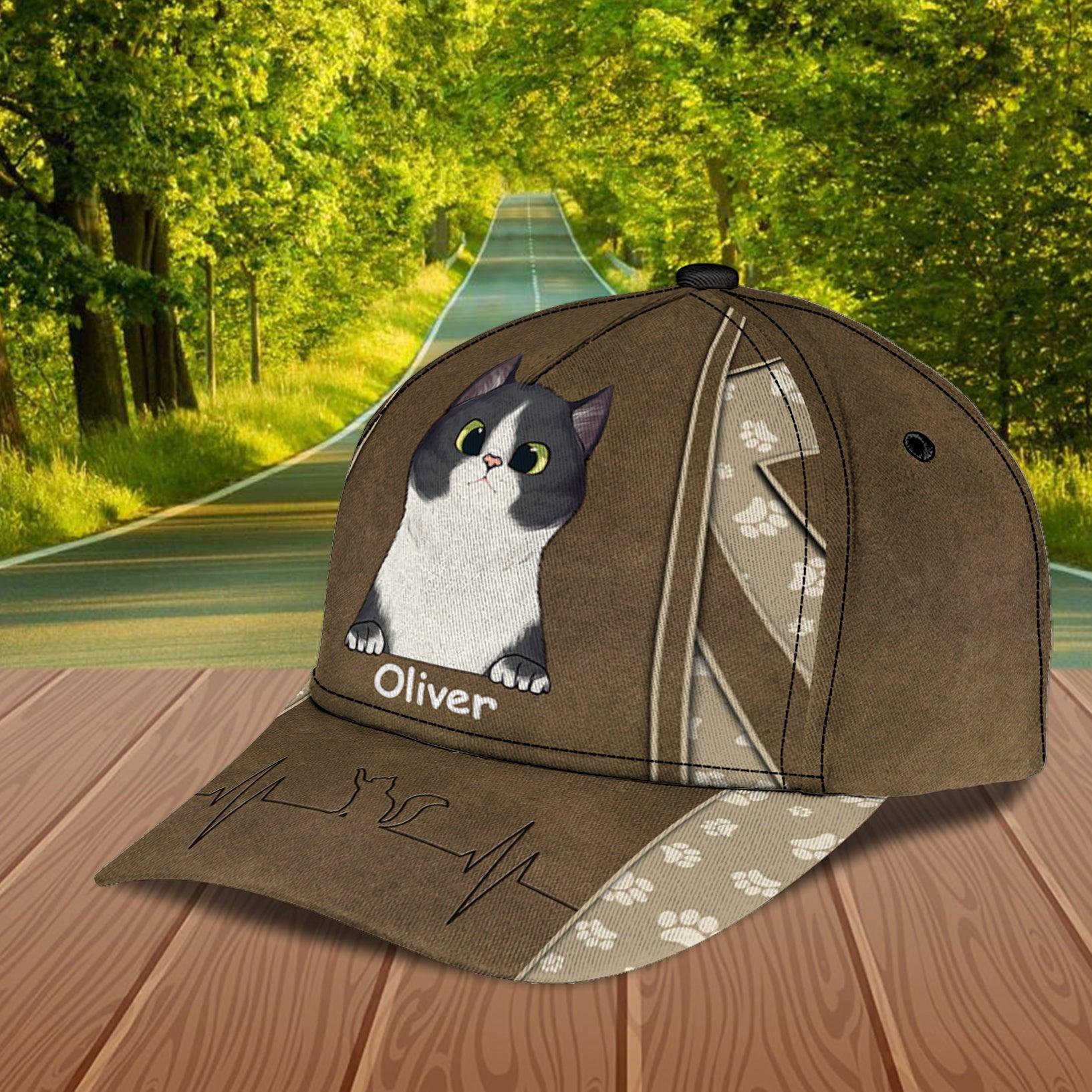 Cat Personalized Classic Cap, Personalized Gift for Cat Lovers, Cat Mom, Cat Dad Trucker Hats Custom Hats Gifts For Men & Women