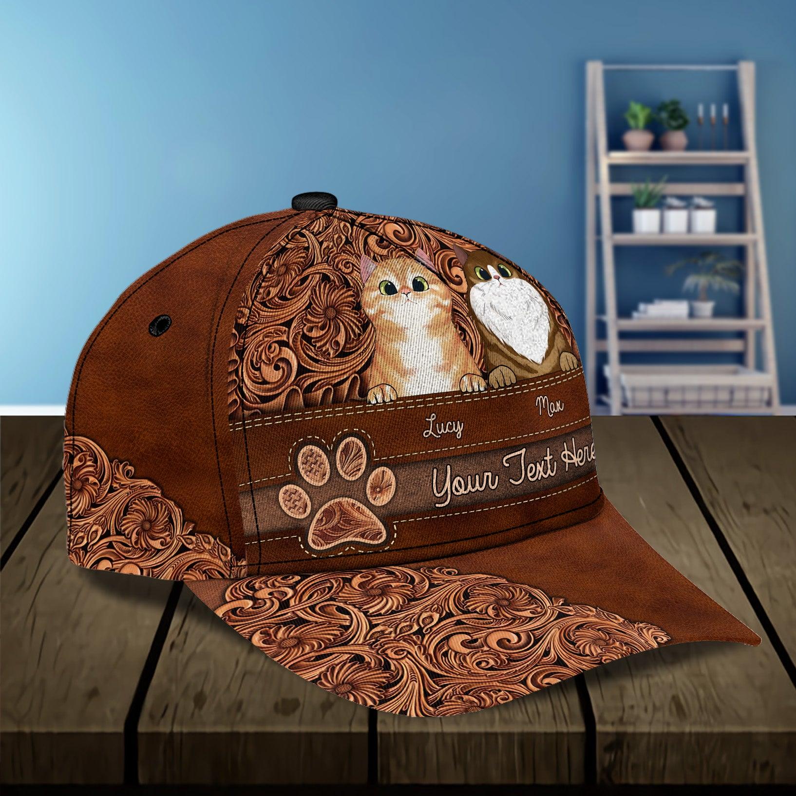 Cat Personalized Classic Cap, Personalized Gift for Cat Lovers, Cat Mom, Cat Dad Trucker Hats Custom Hats Gifts For Men & Women