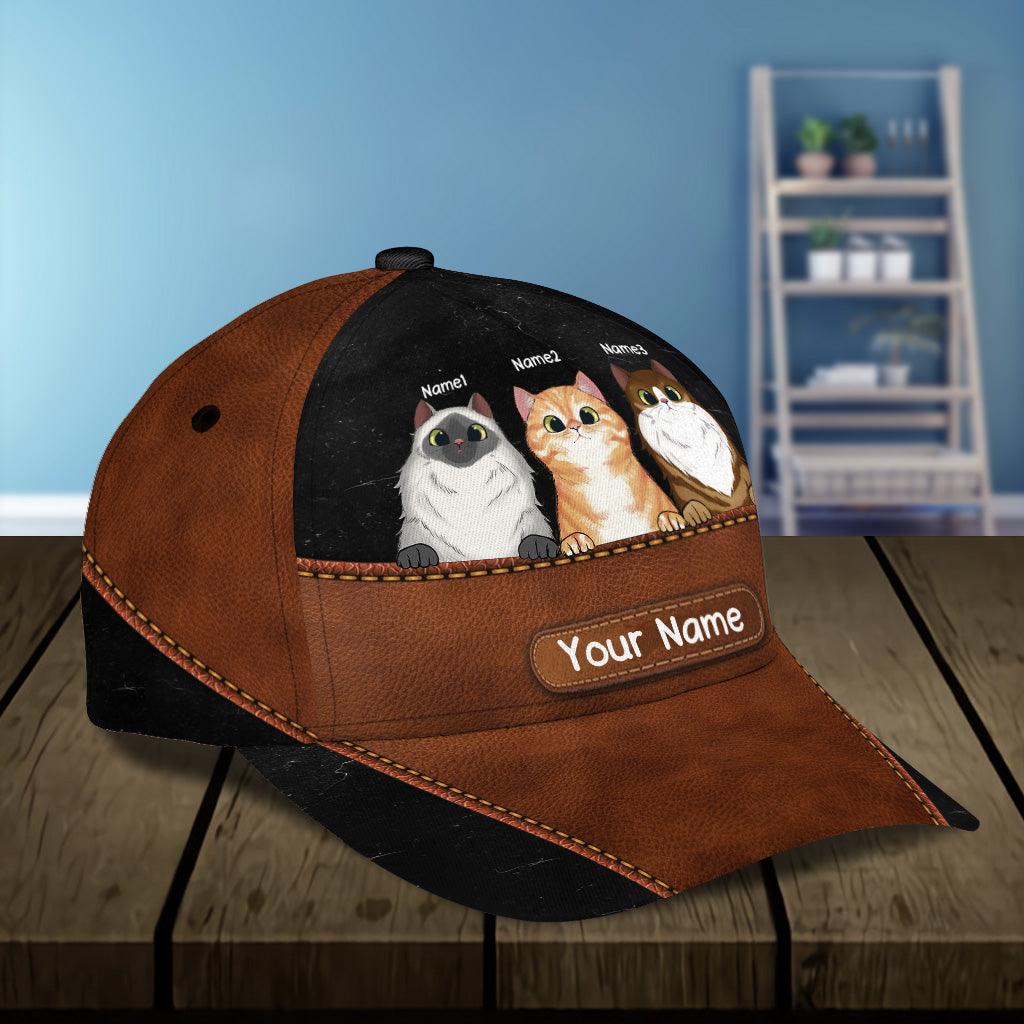 Cat Personalized Classic Cap, Personalized Gift for Cat Lovers, Cat Mom, Cat Dad Trucker Hats Custom Hats Gifts For Men & Women