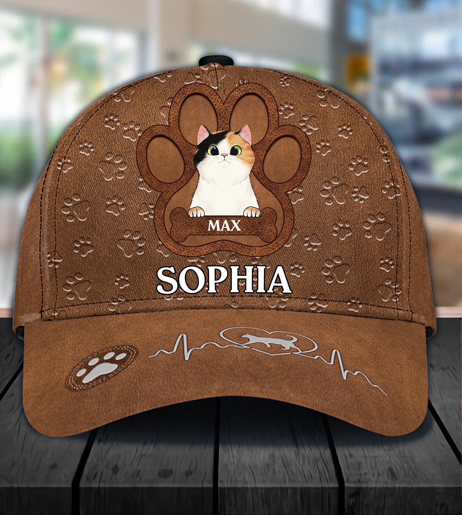 Cat Personalized Classic Cap, Personalized Gift for Cat Lovers, Cat Mom, Cat Dad Trucker Hats Custom Hats Gifts For Men & Women