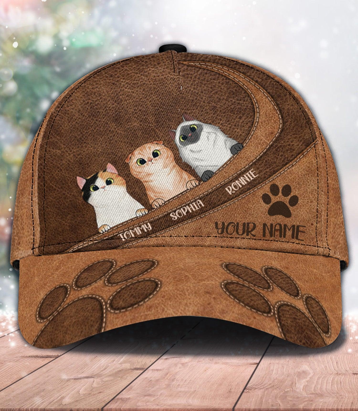 Cat Personalized Classic Cap, Personalized Gift for Cat Lovers, Cat Mom, Cat Dad Trucker Hats Custom Hats Gifts For Men & Women